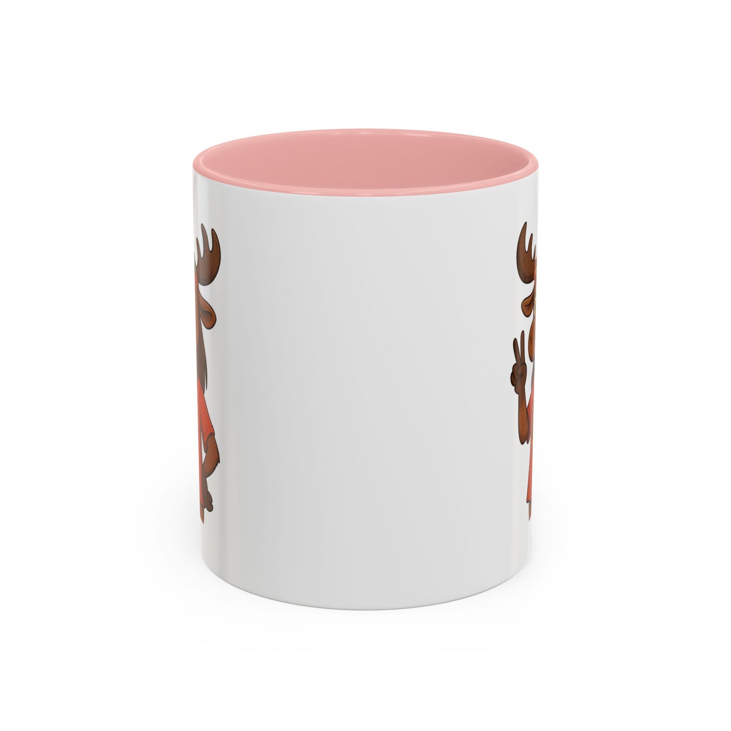 Peace Sign Moose Accent Coffee Mug — Hippie Moose with Flower Crown (11/15oz)