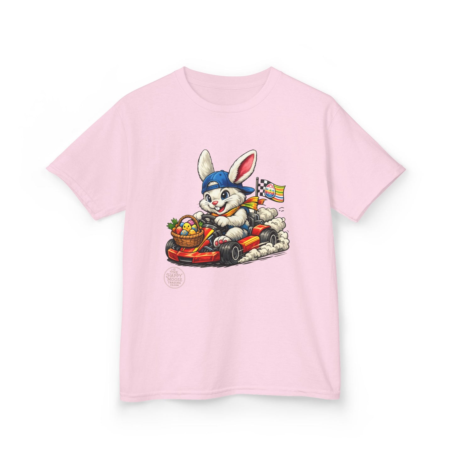 Kids Bunny Go-Kart Tee – Easter Bunny Racing with Candy Basket