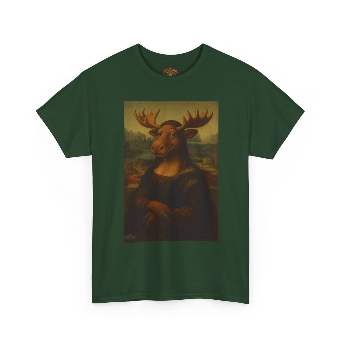 Mona Moose Tee — Funny Renaissance Moose Portrait T‑Shirt