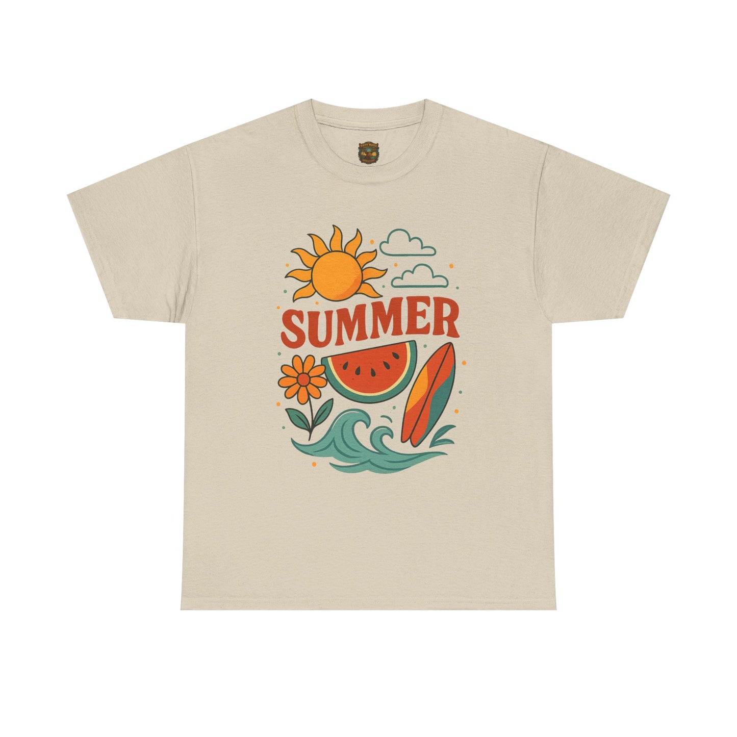 Summer Beach Tee | Surf Waves Palm Tree Graphic
