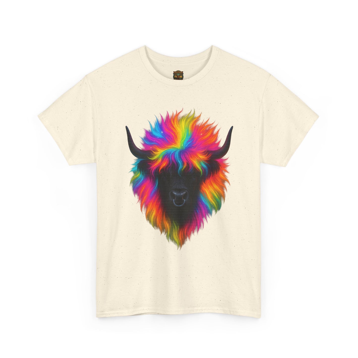 Rainbow Highland Cow T-Shirt — Colourful Neon Graphic Tee