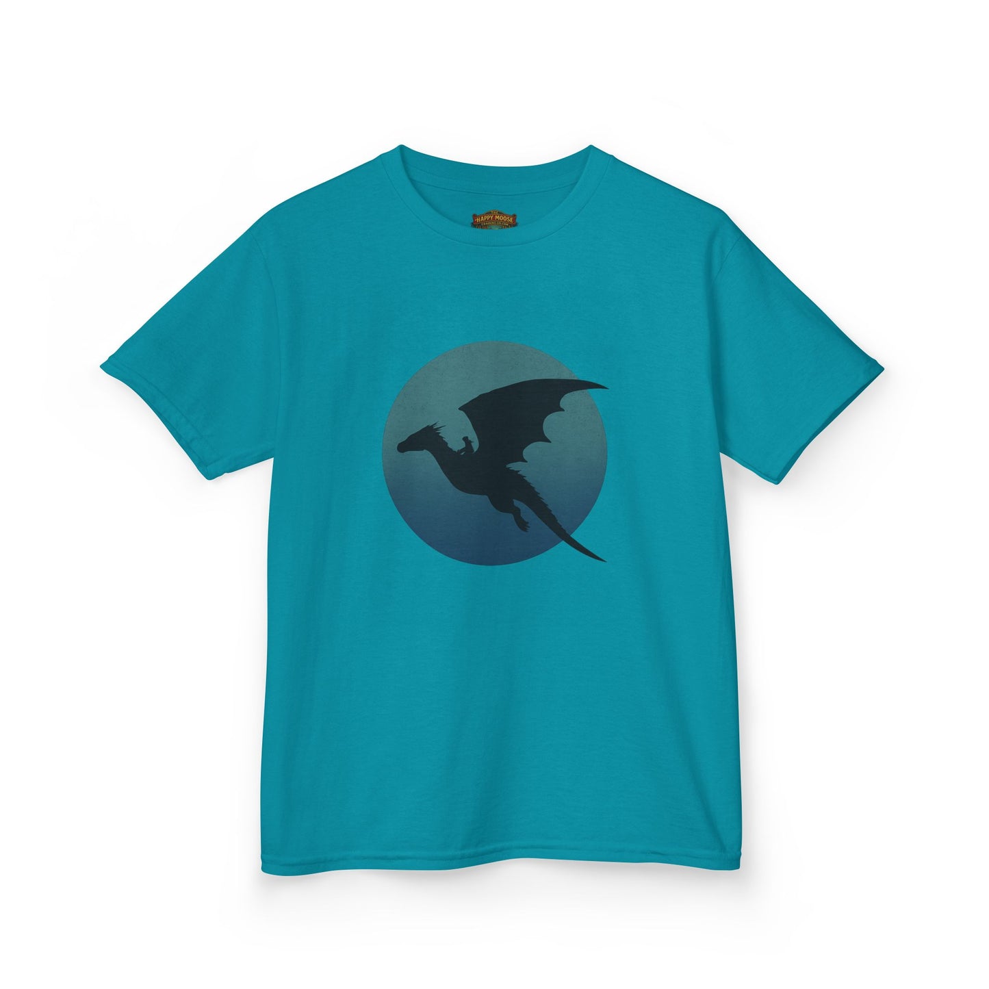 Kids Dragon Silhouette Tee — Fantasy Dragon Circle Graphic Shirt