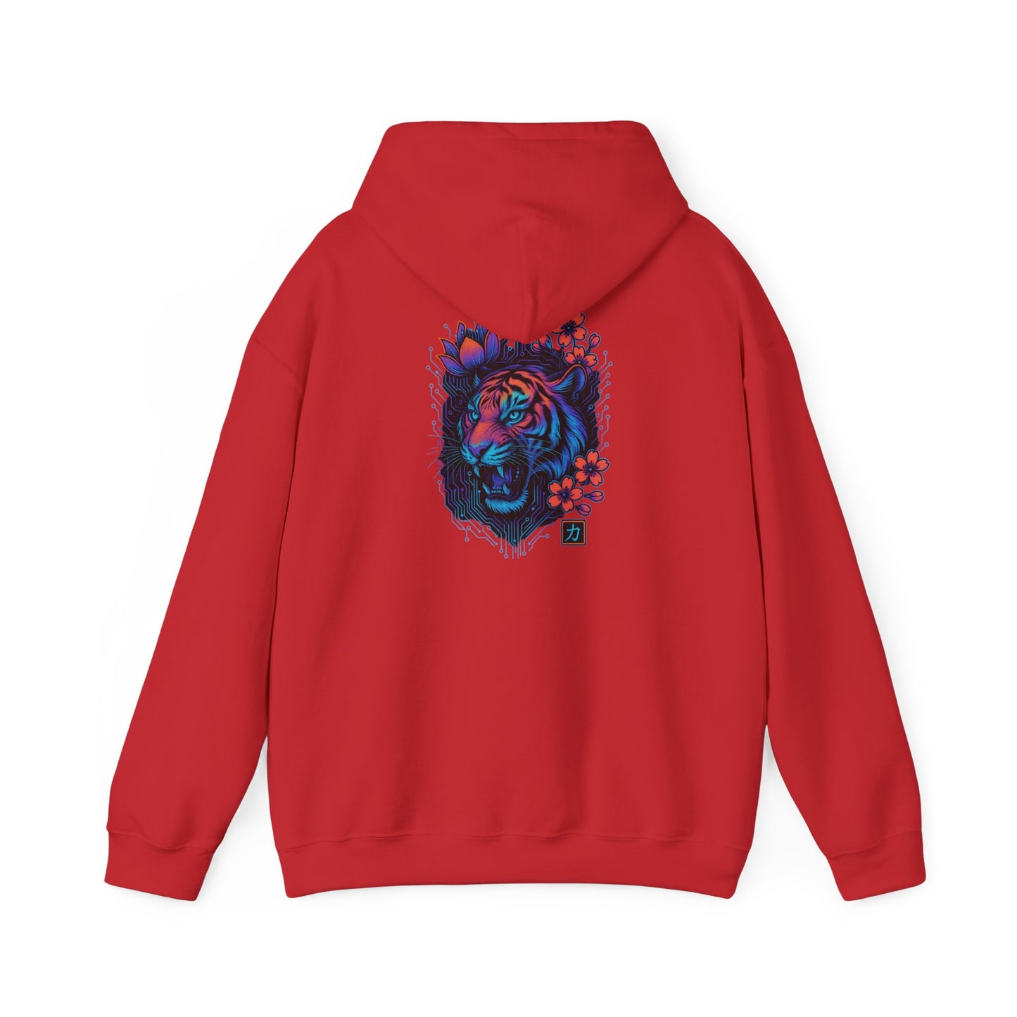 Neon Floral Tiger Hoodie — Artistic Bold Tiger Portrait Sweatshirt