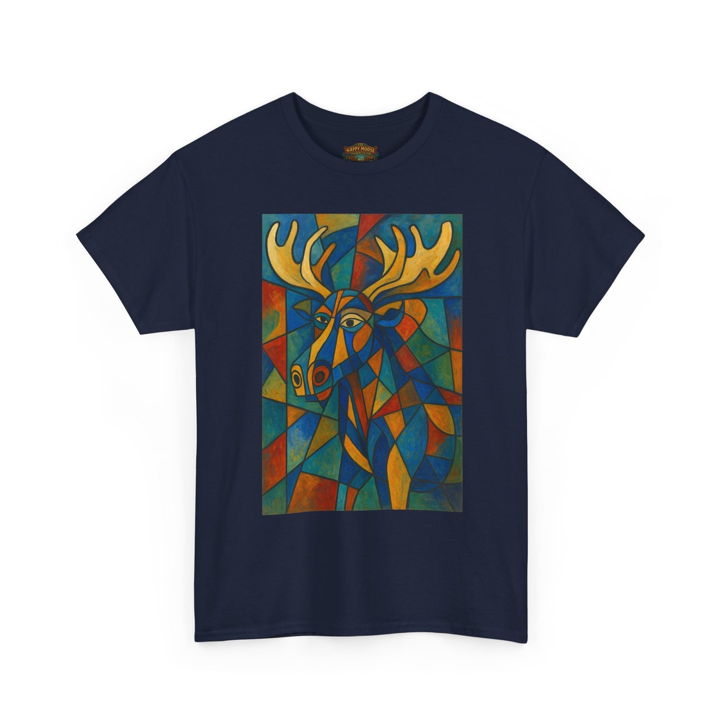 Picasso Moose T‑Shirt — Colorful Geometric Woodland Art Tee