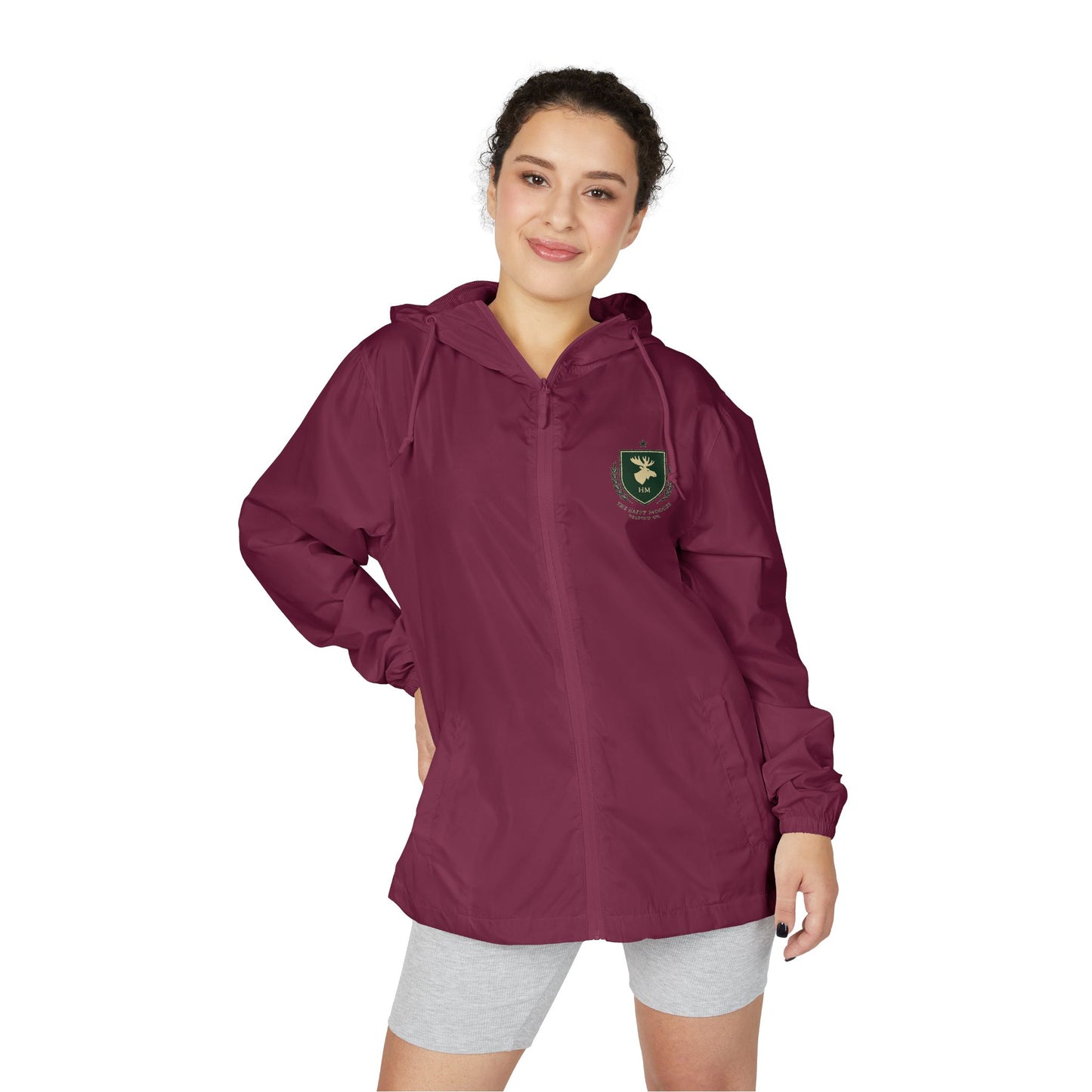 Windbreaker Jacket — Green Crest Emblem Hooded Windbreaker