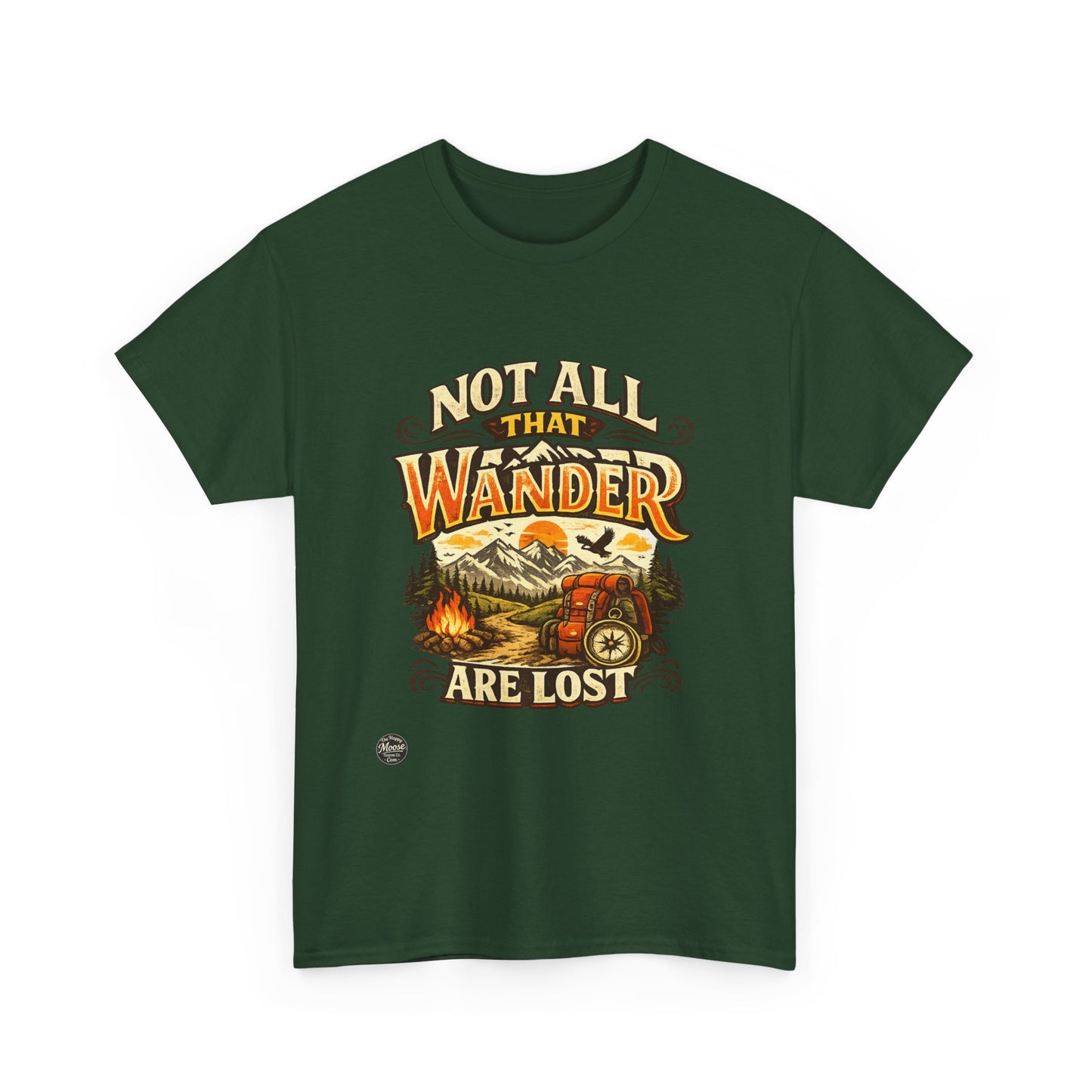 Wander Camper T‑Shirt — "Not All That Wander Are Lost" Adventure Tee