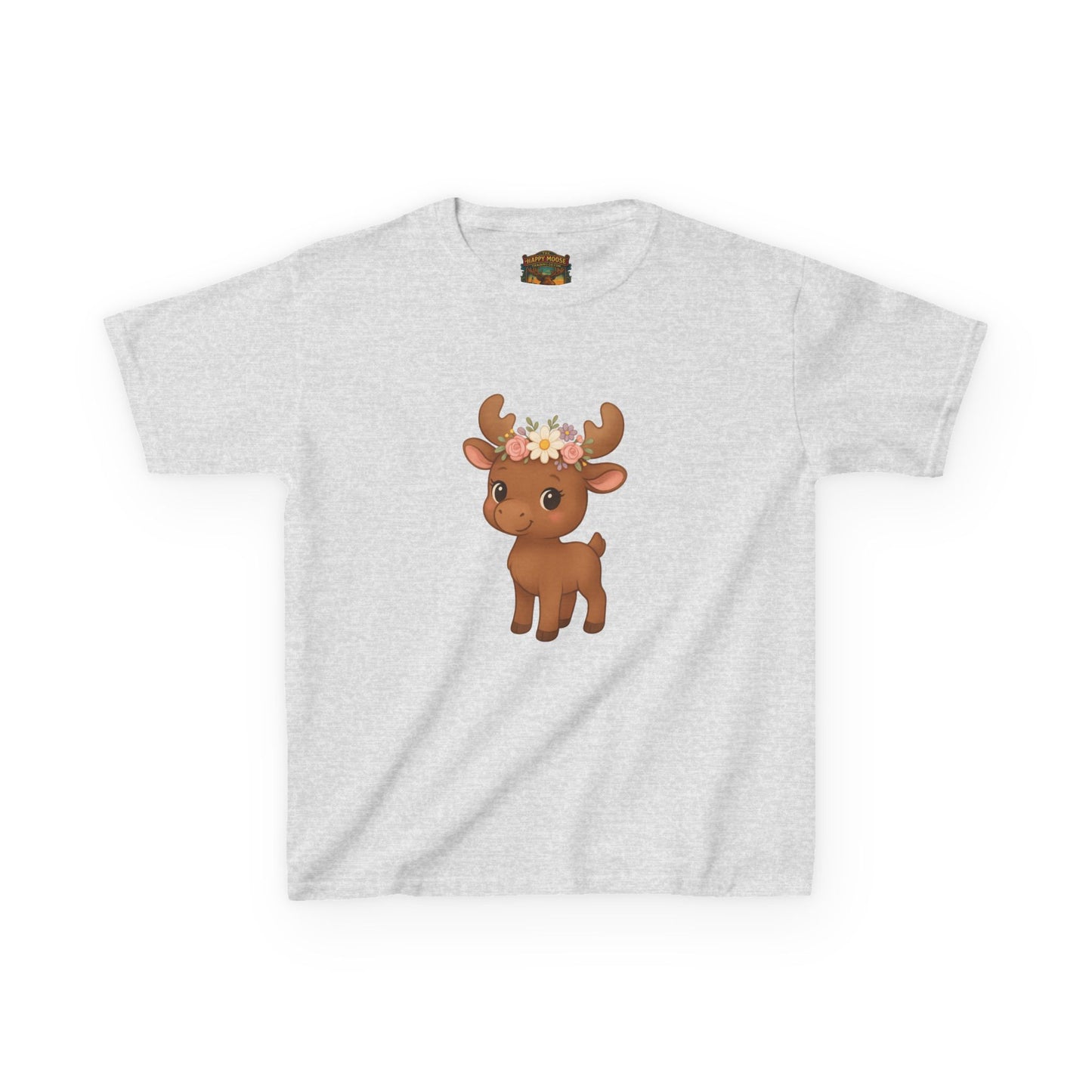Kids Tee — Cute Floral Crown Baby Moose Graphic