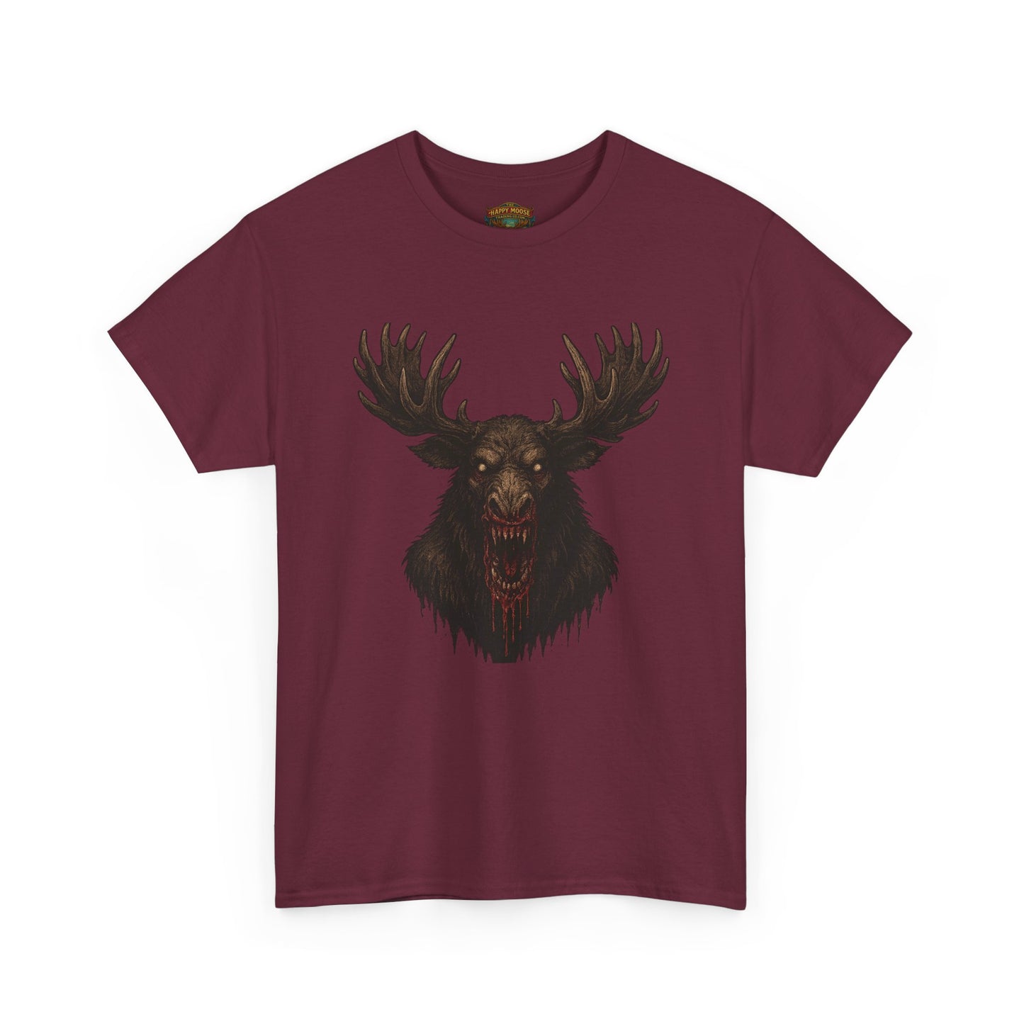 Moose Skull Graphic Tee — Dark Forest Horror Antler Shirt