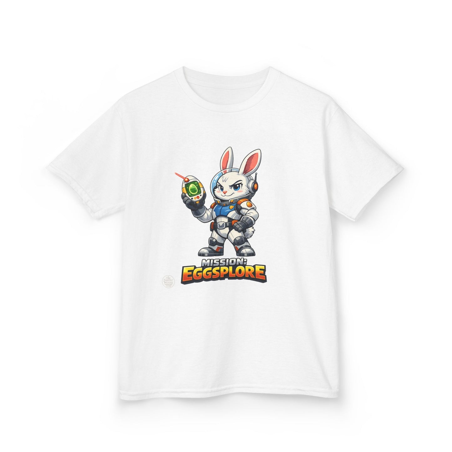 Kids Tee — 'Eggsplore' Bunny Space Explorer Graphic Shirt