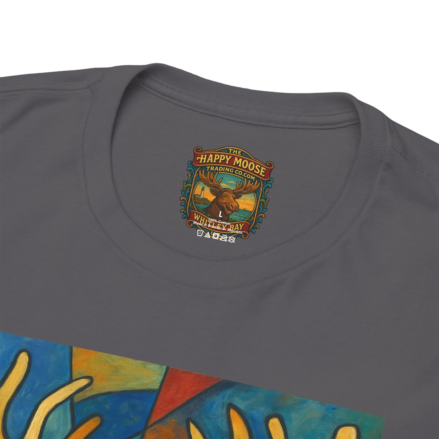 Picasso Moose T‑Shirt — Colorful Geometric Woodland Art Tee