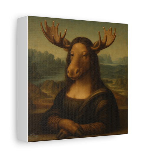 Mona Moose Canvas Print — Whimsical Animal Renaissance Wall Art