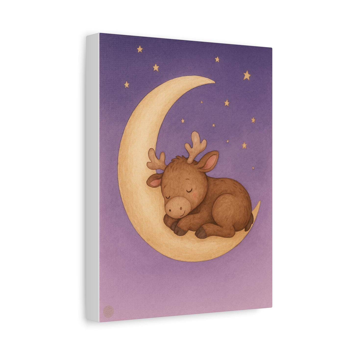 Sleeping Reindeer Moon Matte Canvas Wall Art