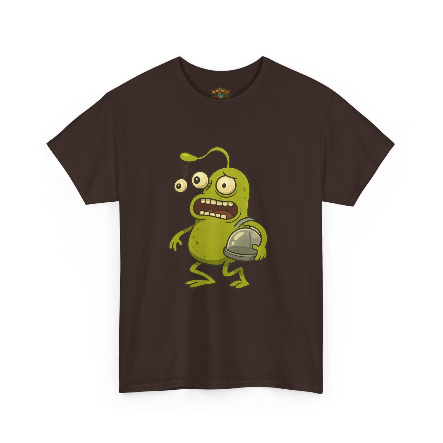 Green Alien Cartoon Tee | Funny Space Monster Illustration B