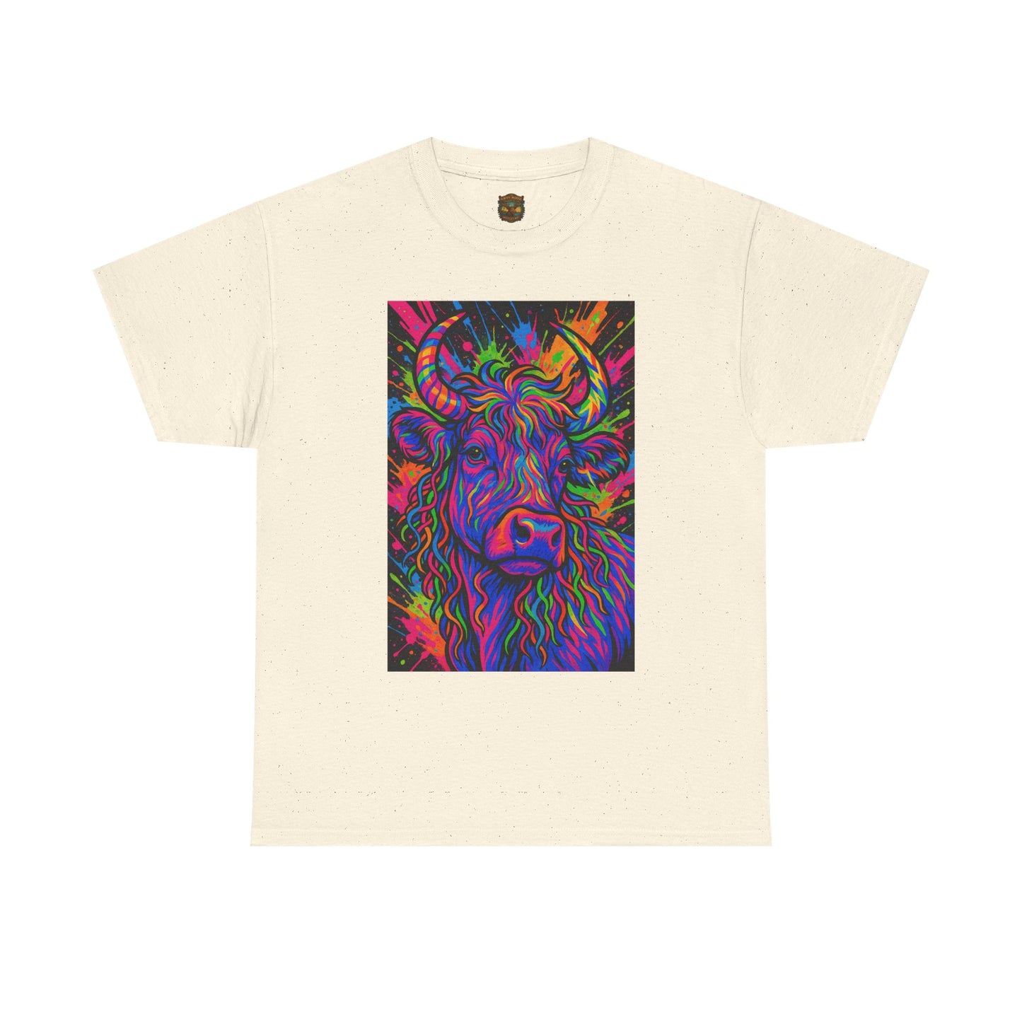 Psycadelic Highland Cow T-Shirt | Retro Rainbow Cow Art 1