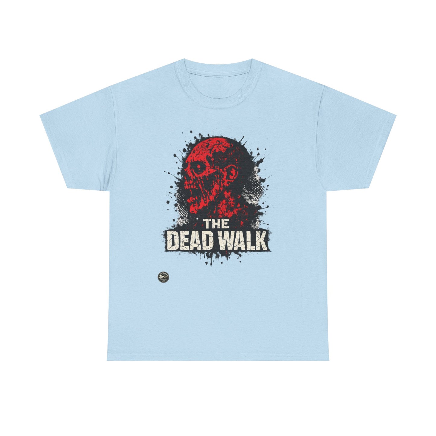 The Dead Walk Horror T-Shirt — Red Zombie Skull Graphic Tee