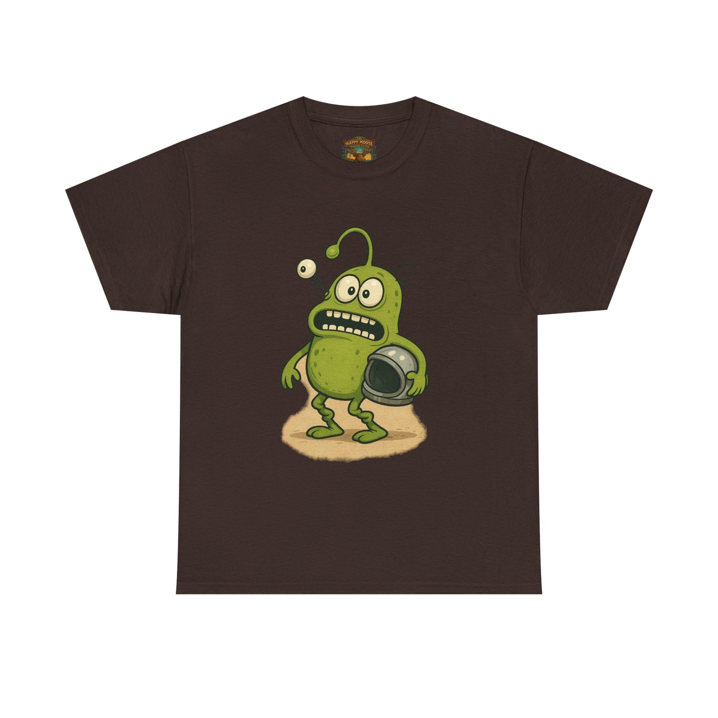 Green Alien Cartoon Tee | Funny Space Monster Illustration
