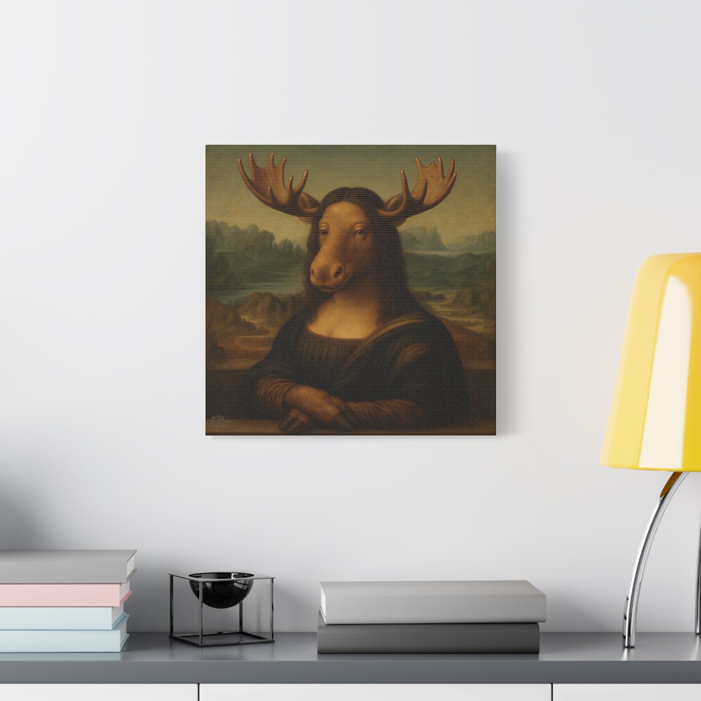 Mona Moose Canvas Print — Whimsical Animal Renaissance Wall Art