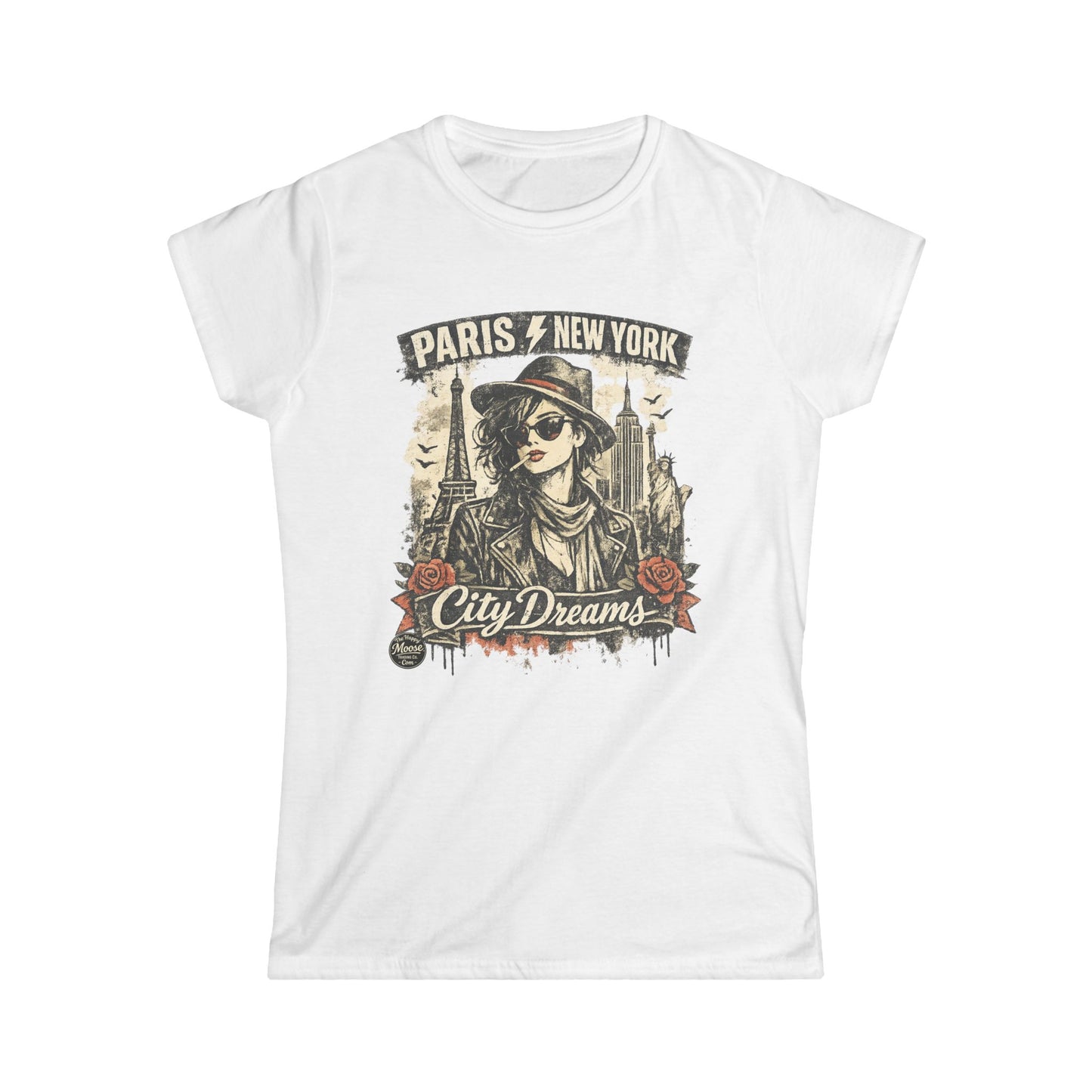 City Dreams Tee — Paris & New York Vintage Traveller Women's T‑Shirt #E