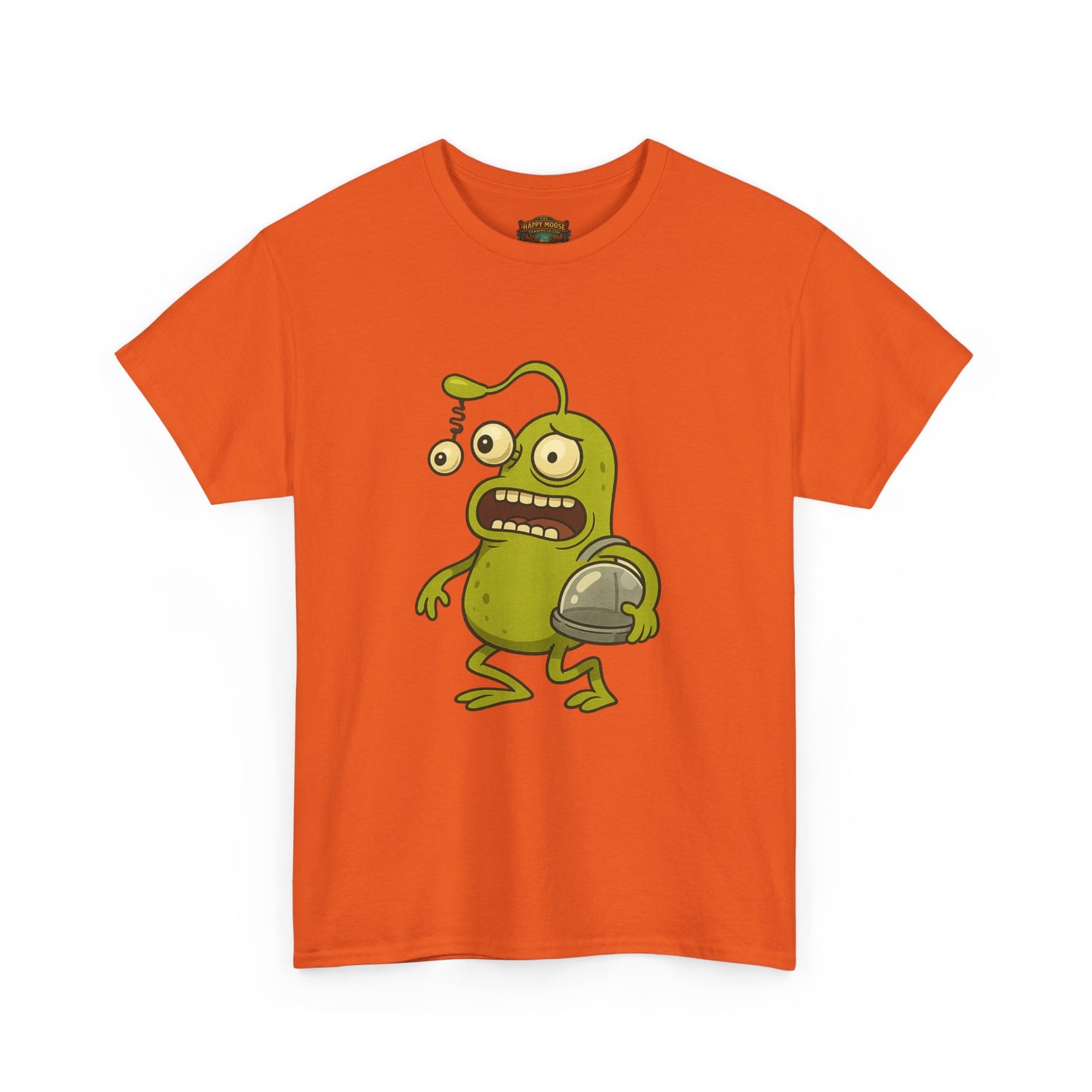 Green Alien Cartoon Tee | Funny Space Monster Illustration B