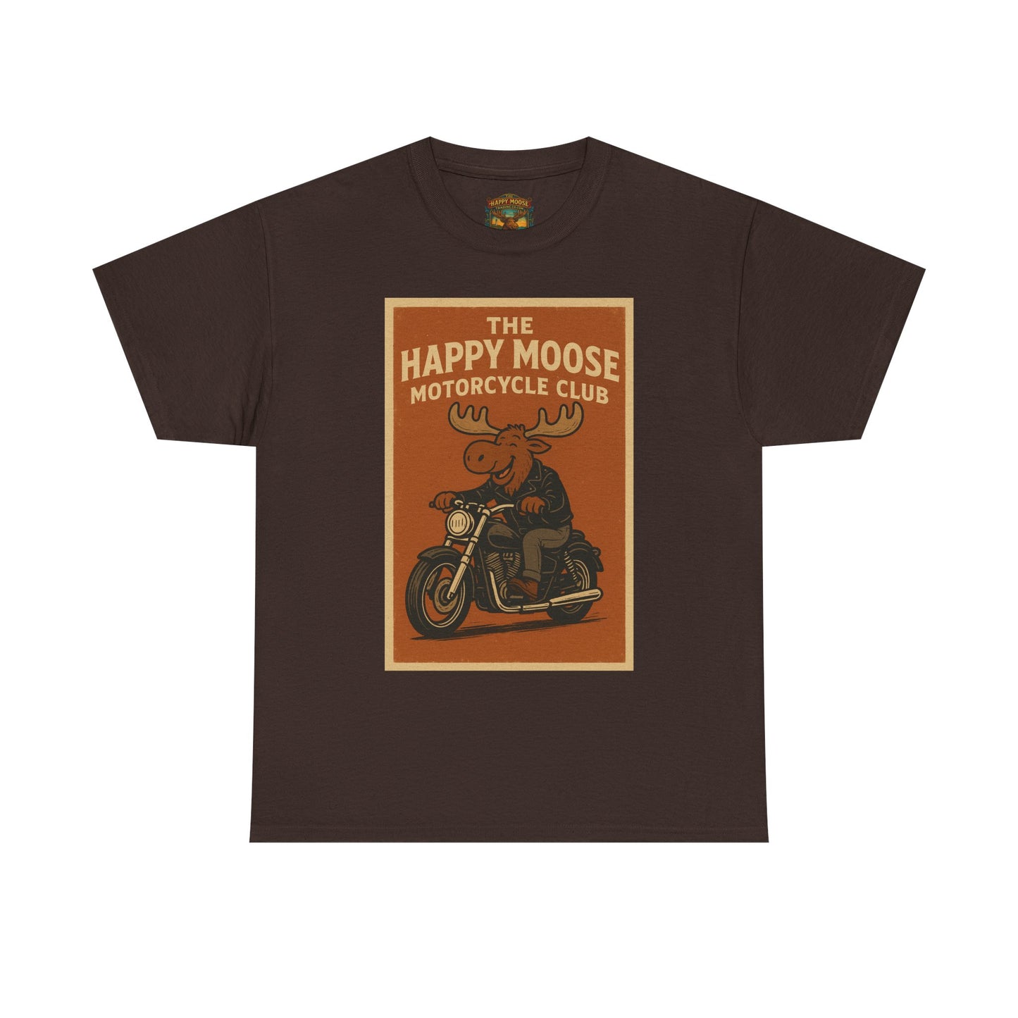 Happy Moose Motorcycle Club T-Shirt | Moose Biker Graphic