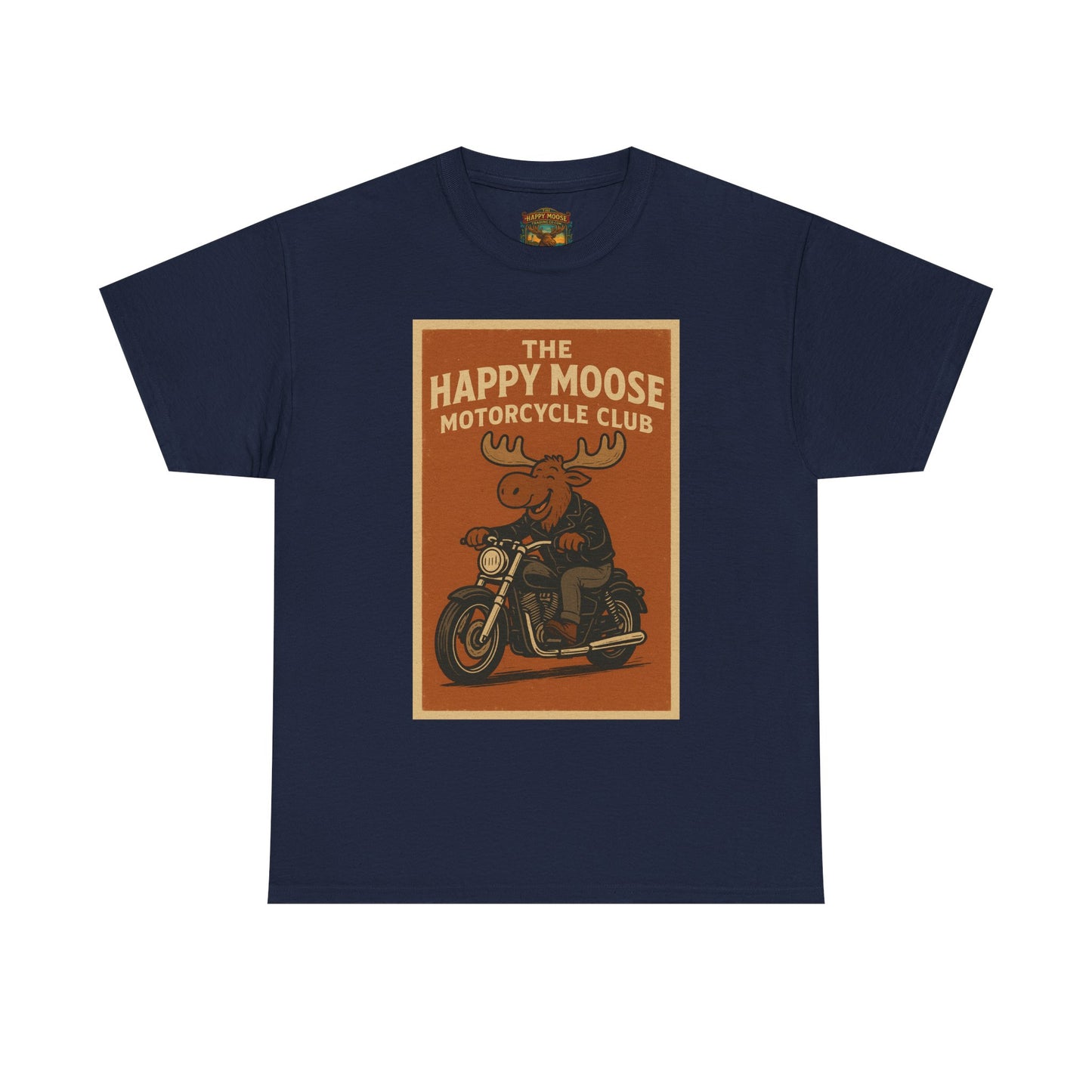 Happy Moose Motorcycle Club T-Shirt | Moose Biker Graphic