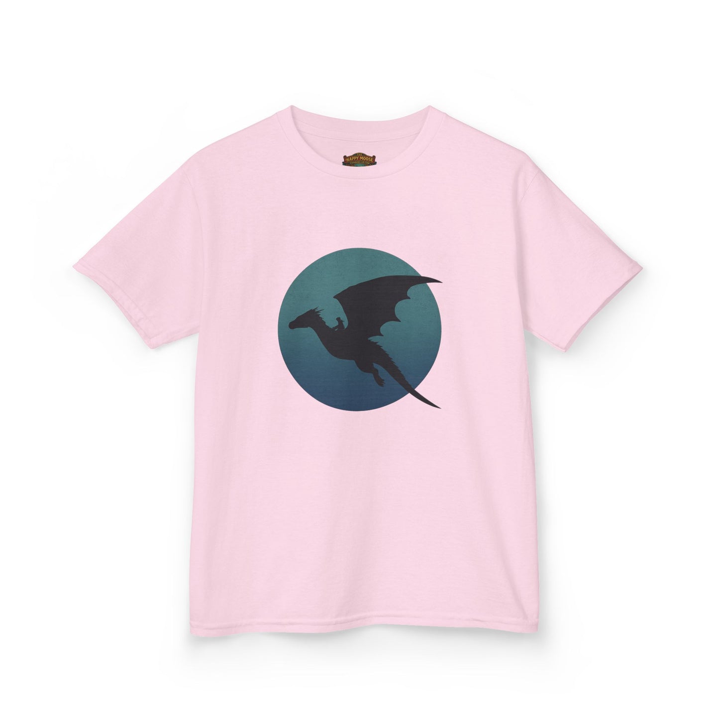 Kids Dragon Silhouette Tee — Fantasy Dragon Circle Graphic Shirt