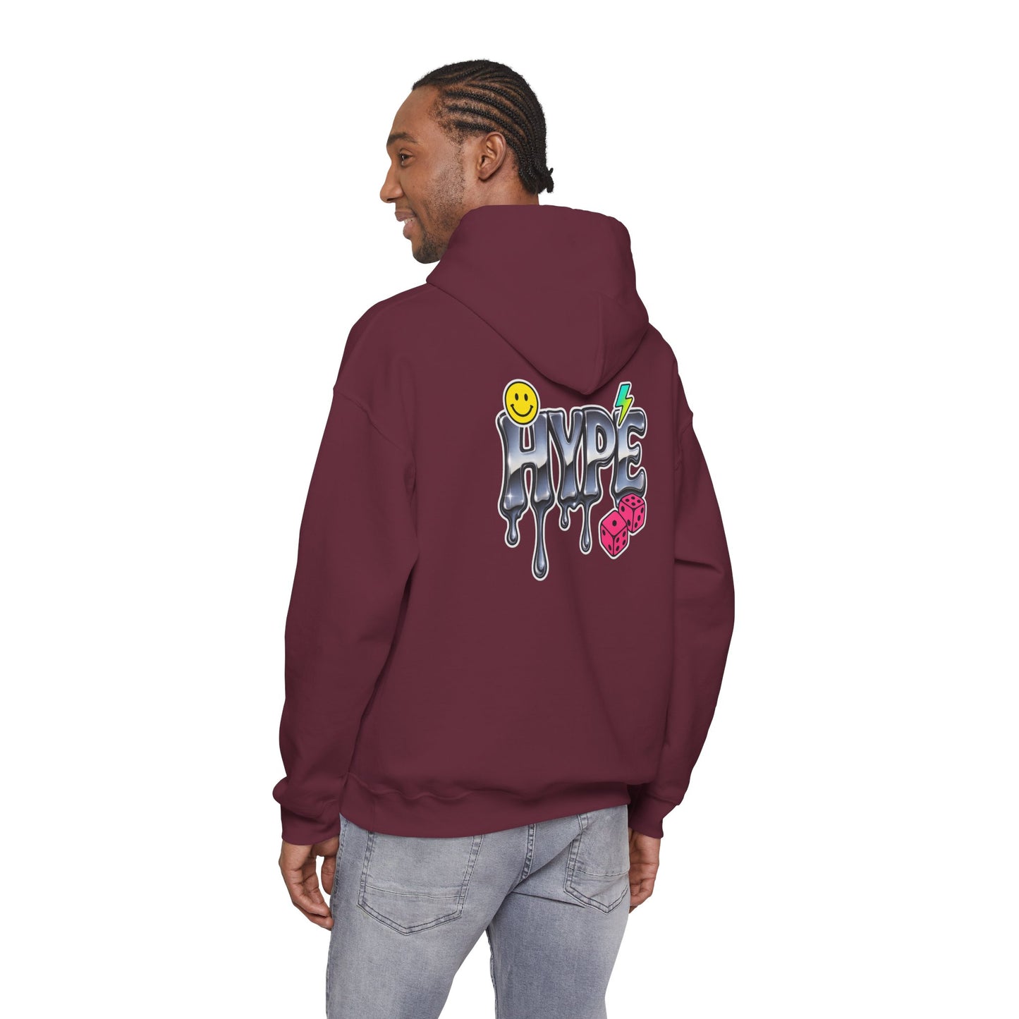 Hype Drip Hoodie — Graphic Streetwear Sweatshirt with Smiley & Dice