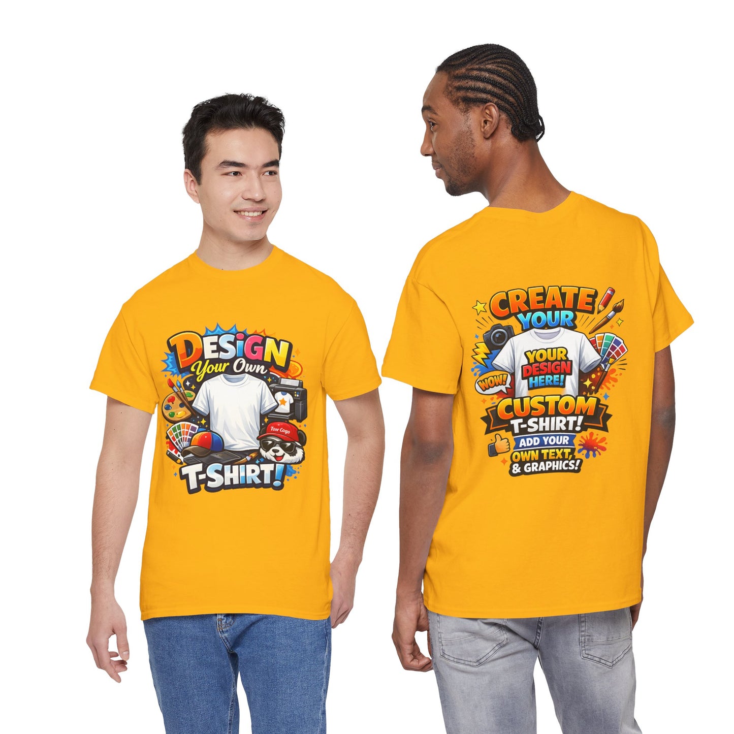 Custom 'Design Your Own' T-Shirt — Personalized Graphic Tee (Front And Rear Print)