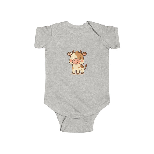 Cute Cartoon Cow Baby Bodysuit — Infant Onesie with Adorable Cow Graphic