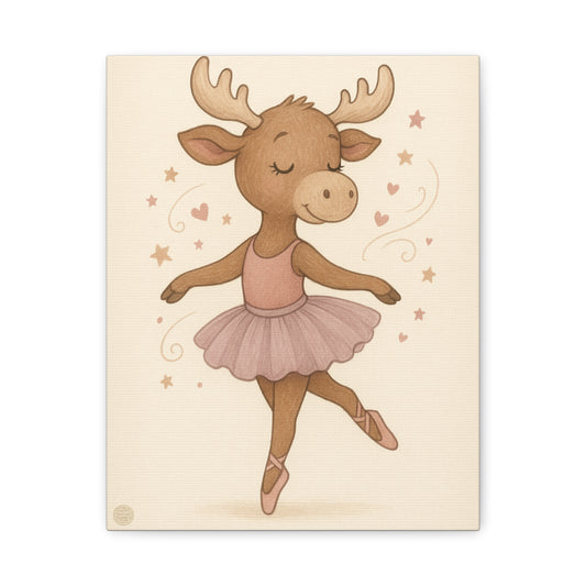 Ballet Moose Nursery Canvas — Cute Ballerina Animal Wall Art