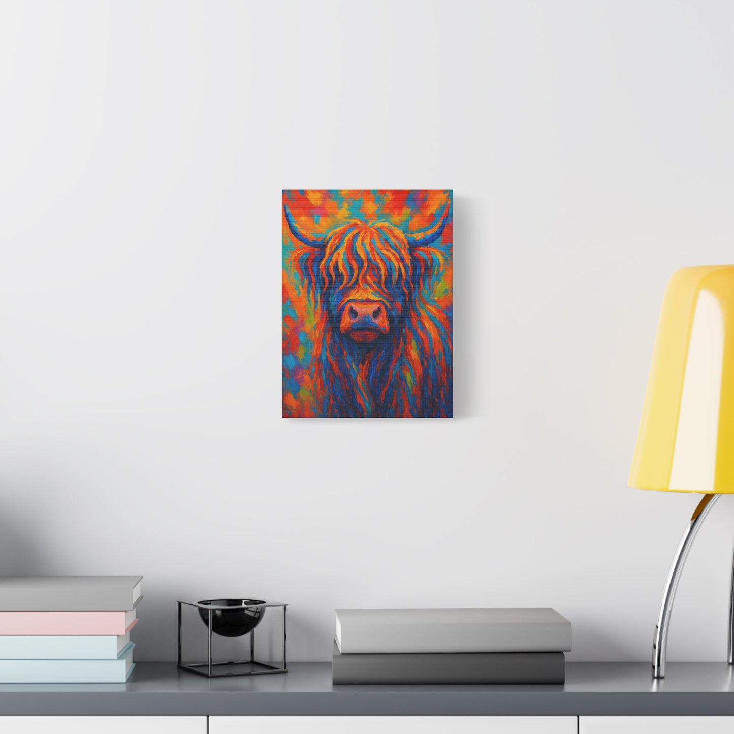 Colorful Highland Cow Matte Canvas Wall Art — Vibrant Stretched Canvas