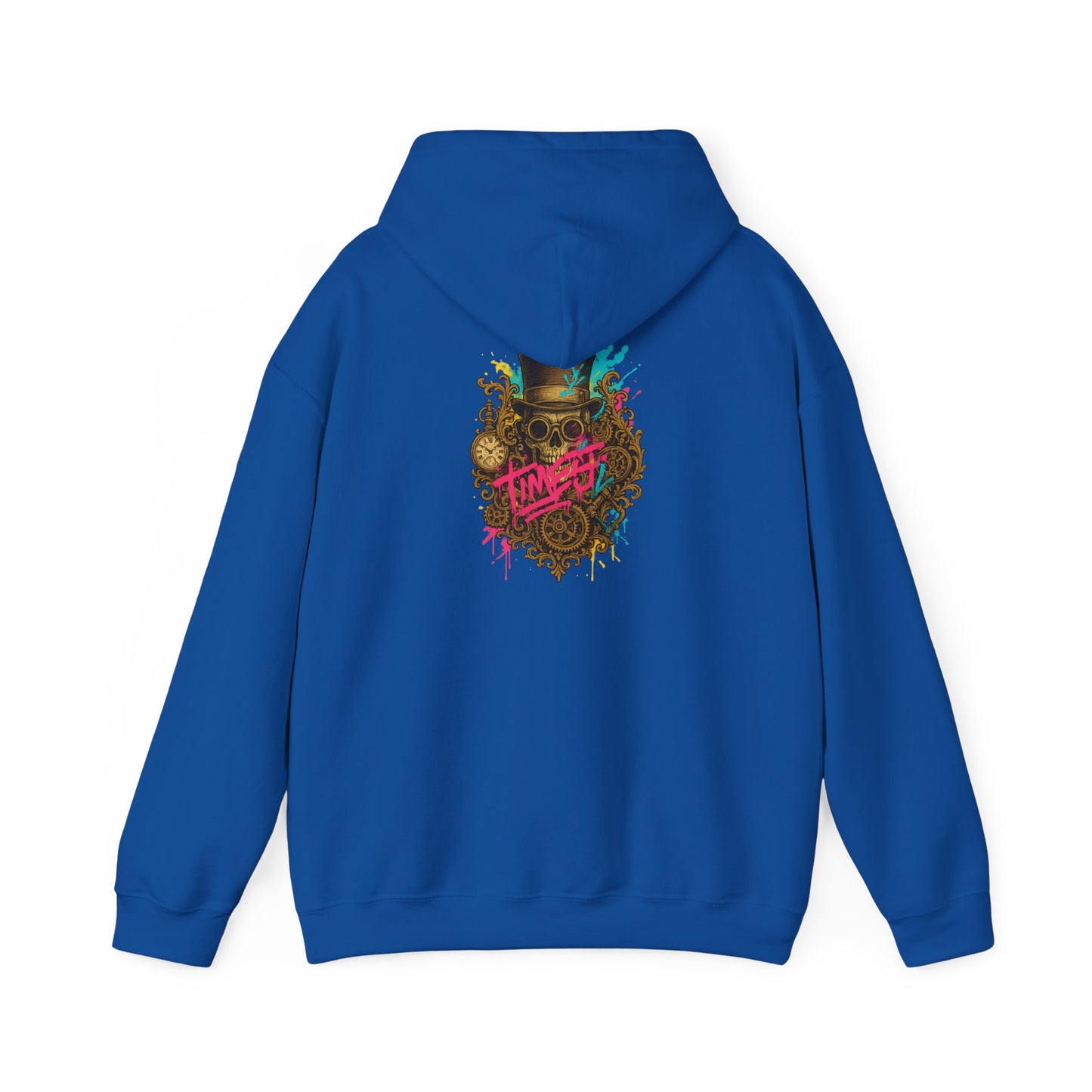Steampunk Heart Graphic Hoodie — Vintage Gears & Neon Script Back Print