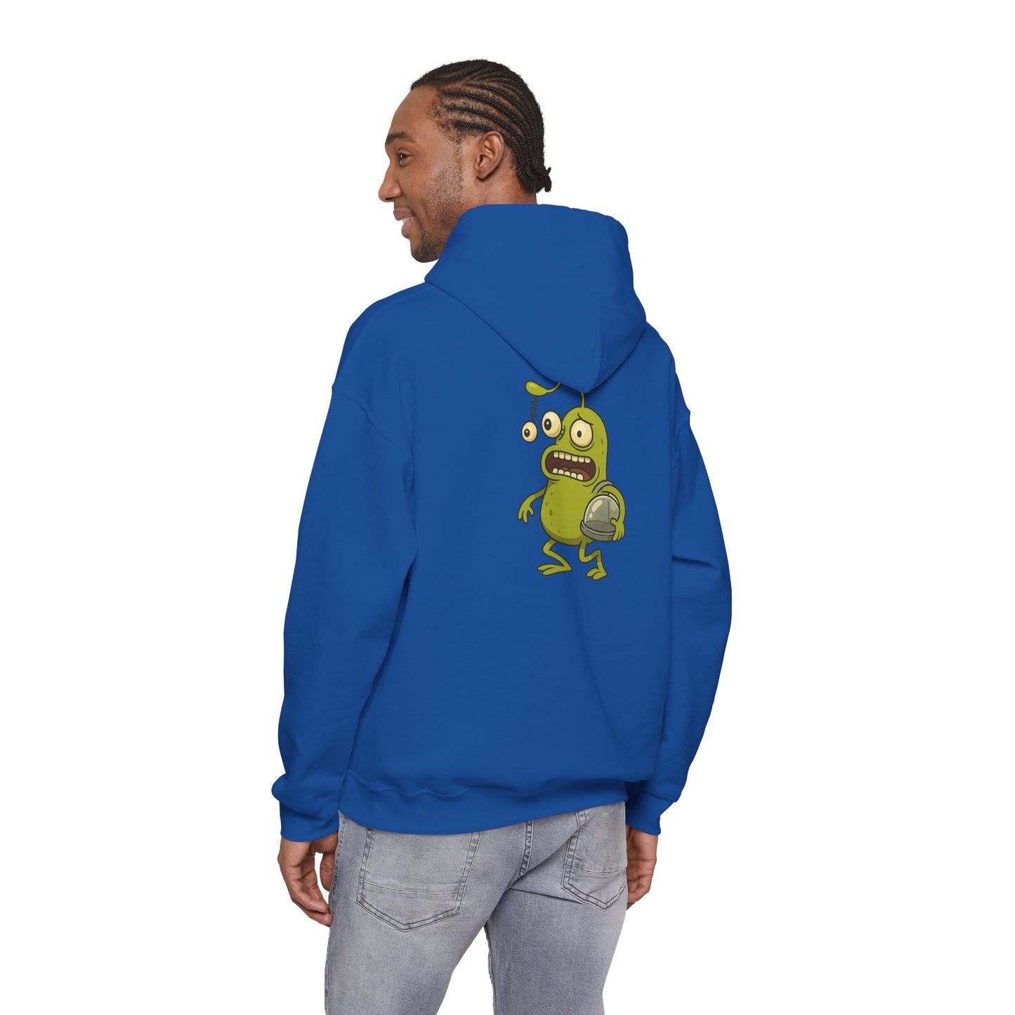 Alien Monster Hoodie — Cute Green Space Creature Graphic Hooded Sweatshirt