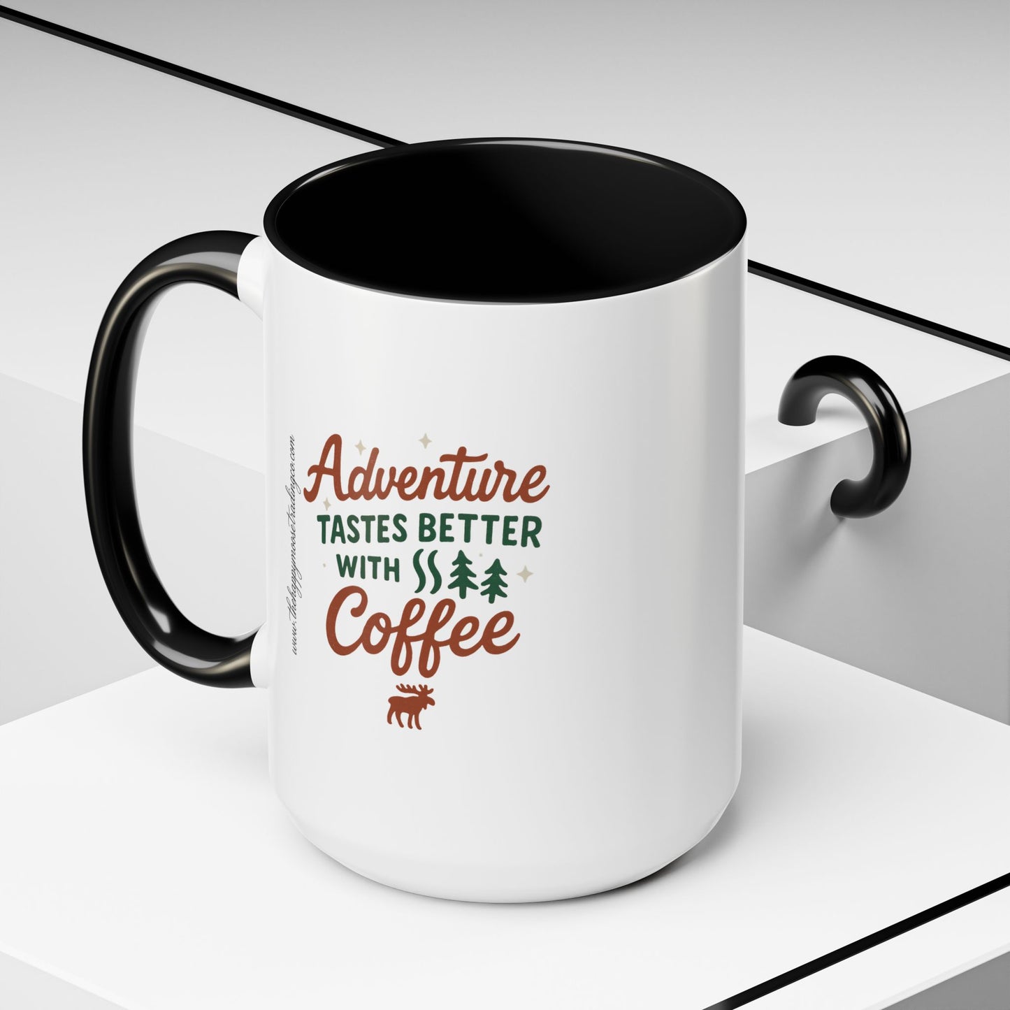 Adventure Tastes Better With Coffee Mug — "Adventure Tastes Better with Coffee" Rustic Outdoor Camper Gift (11/15oz)
