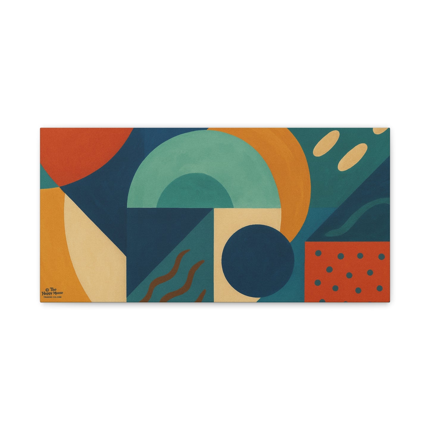 Abstract Geometric Canvas Wall Art — Mid-Century Modern Shapes in Teal & Terracotta