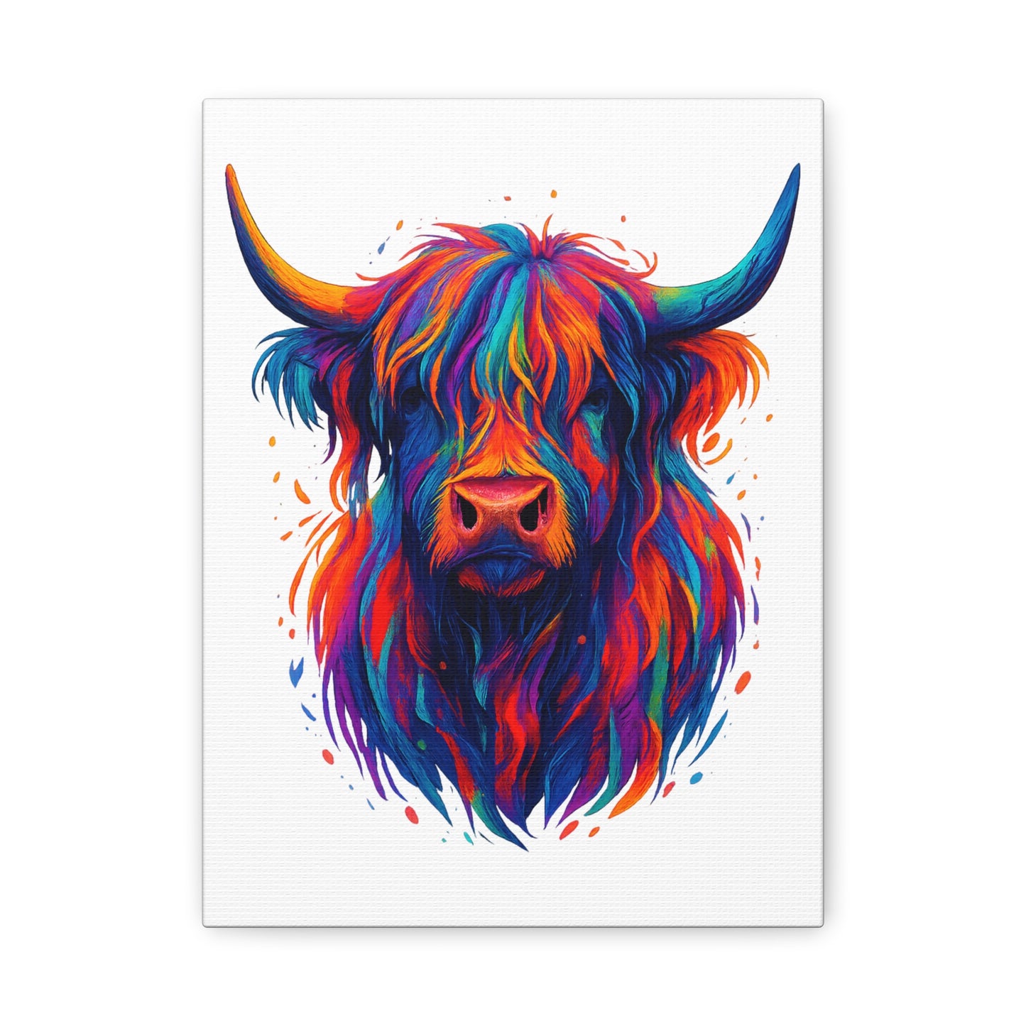 Colorful Highland Cow Canvas Print — Vibrant Animal Wall Art
