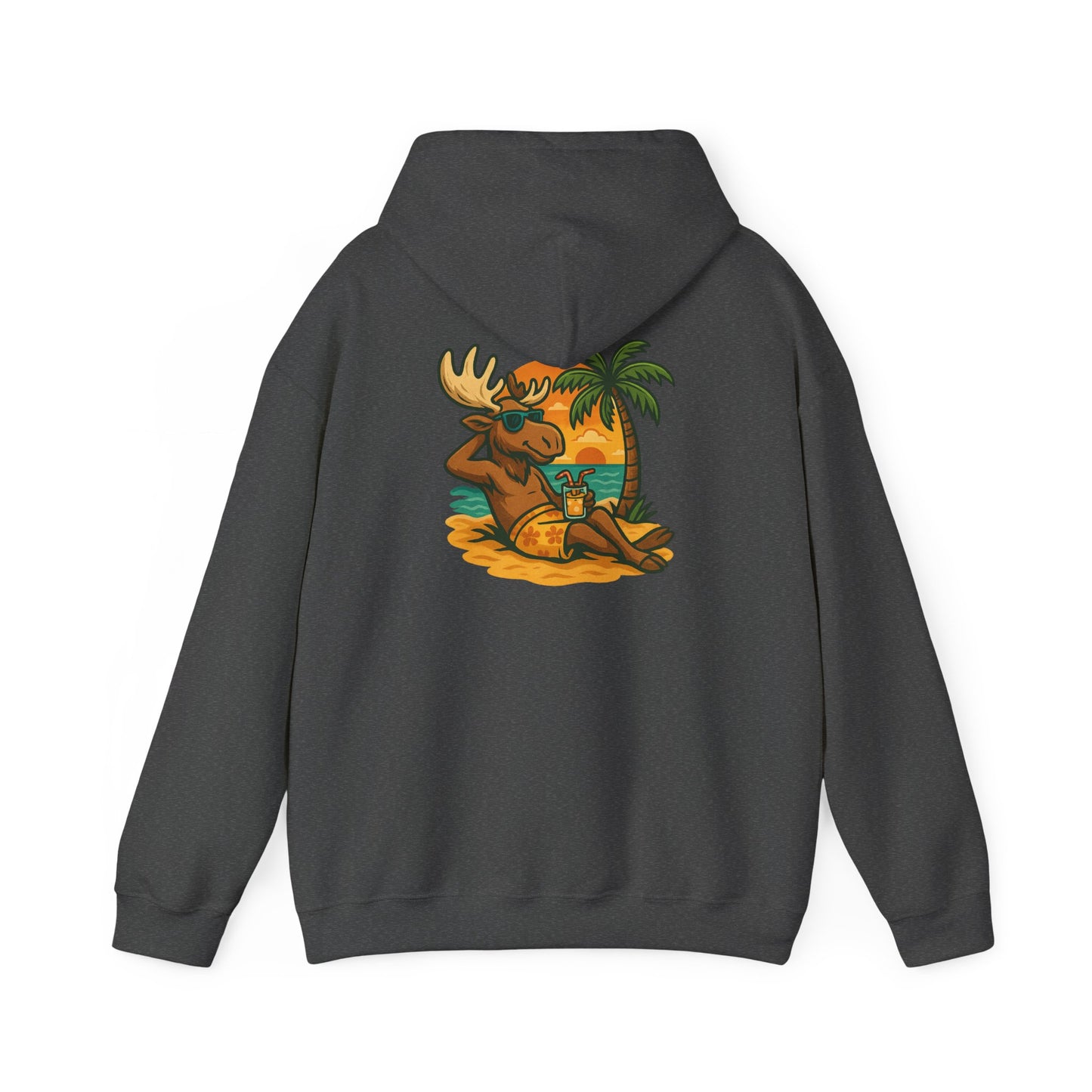 Hoodie — Relaxing Moose Beach Sunset Graphic Hooded Sweatshirt