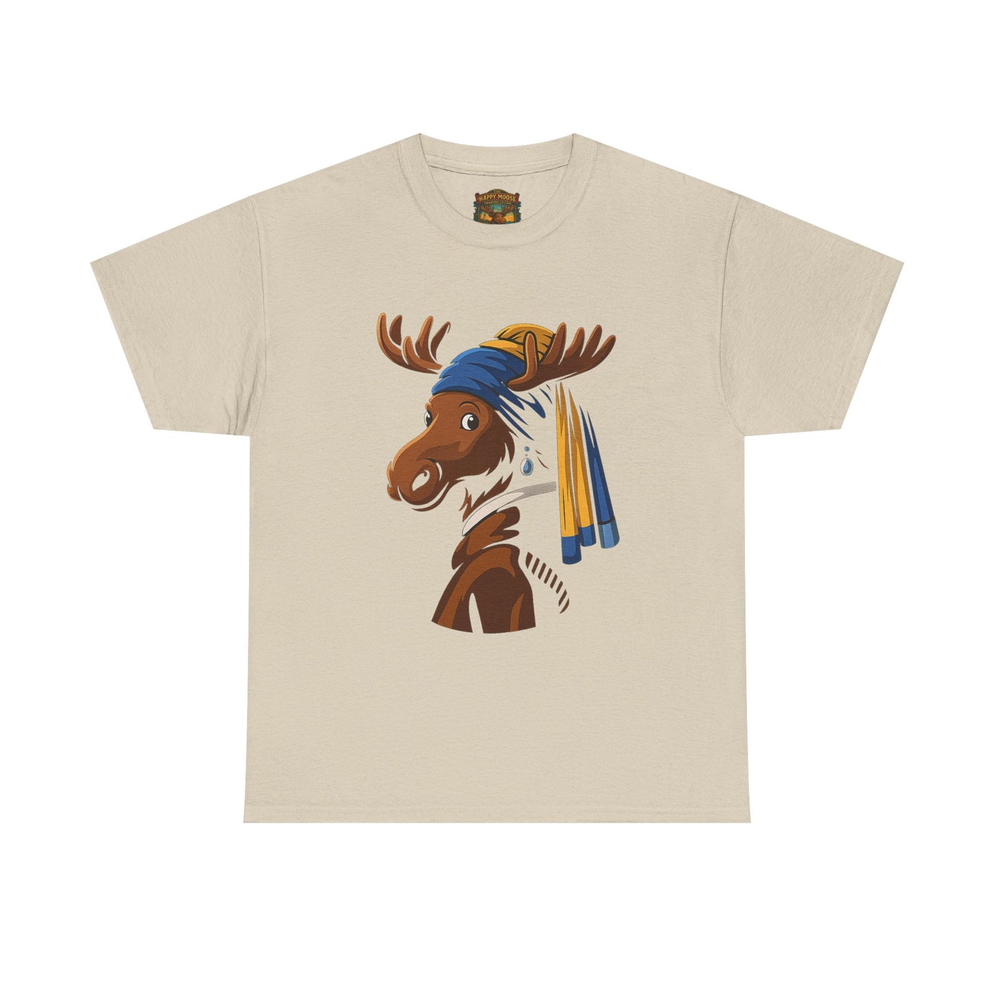 The Moose With The Pearl Earring Graphic Tee — Playful Moose with Headwrap T-Shirt