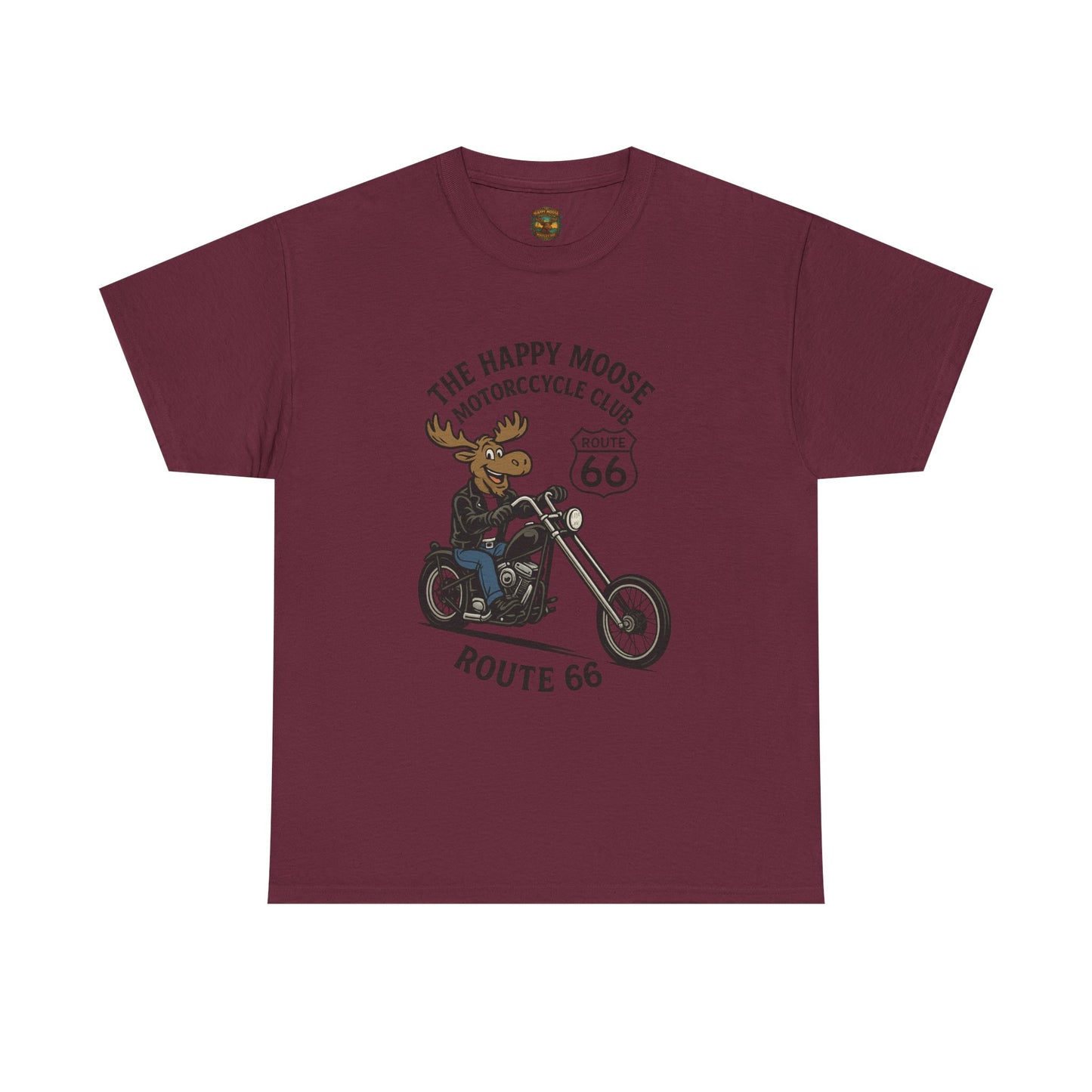 Happy Moose Motorcycle Club Route 66 T-Shirt | Moose Biker Tee