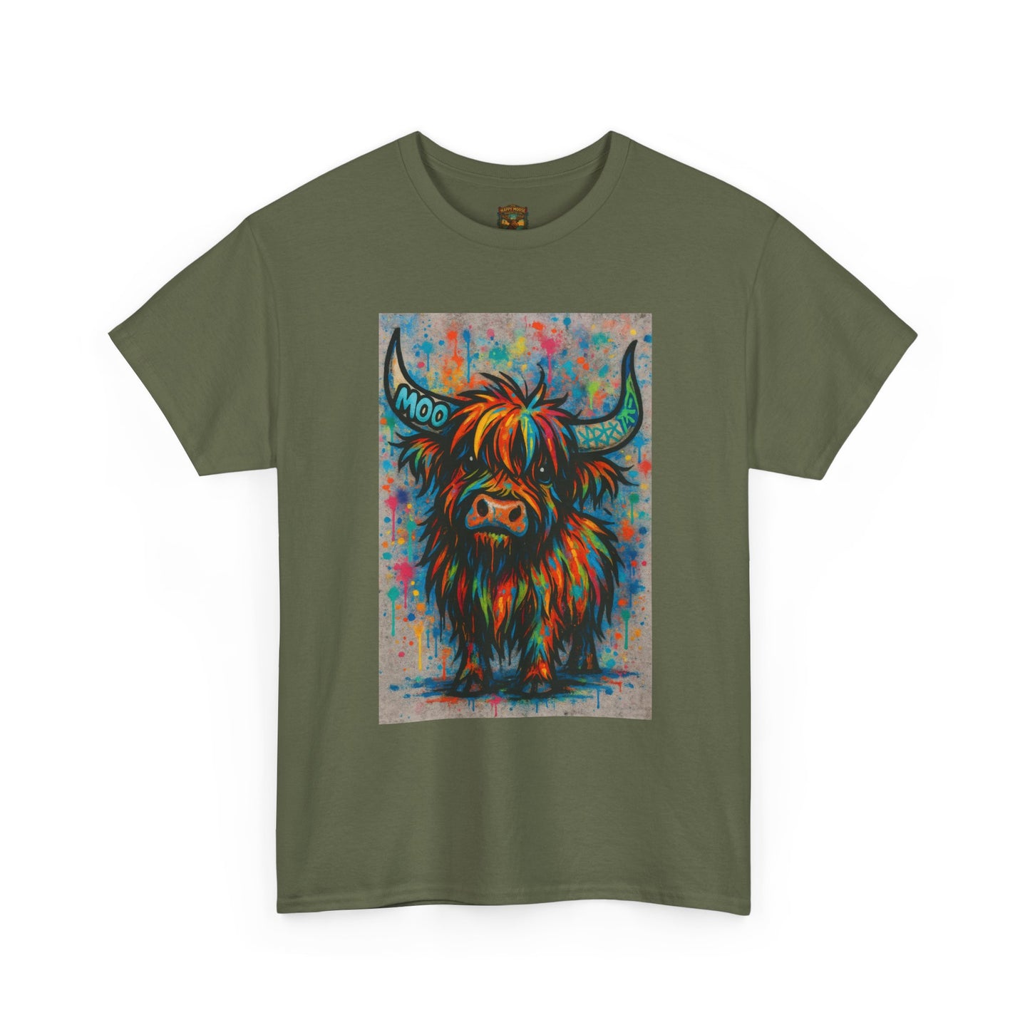 Psychedelic Highland Cow T-Shirt | Retro Rainbow Cow Art 8