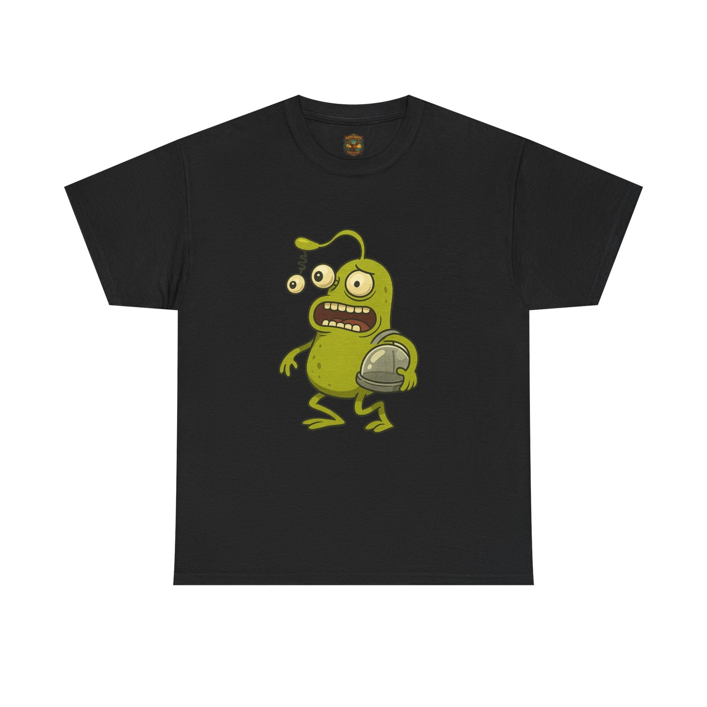 Green Alien Cartoon Tee | Funny Space Monster Illustration B
