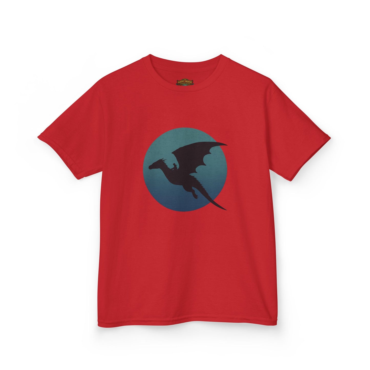 Kids Dragon Silhouette Tee — Fantasy Dragon Circle Graphic Shirt