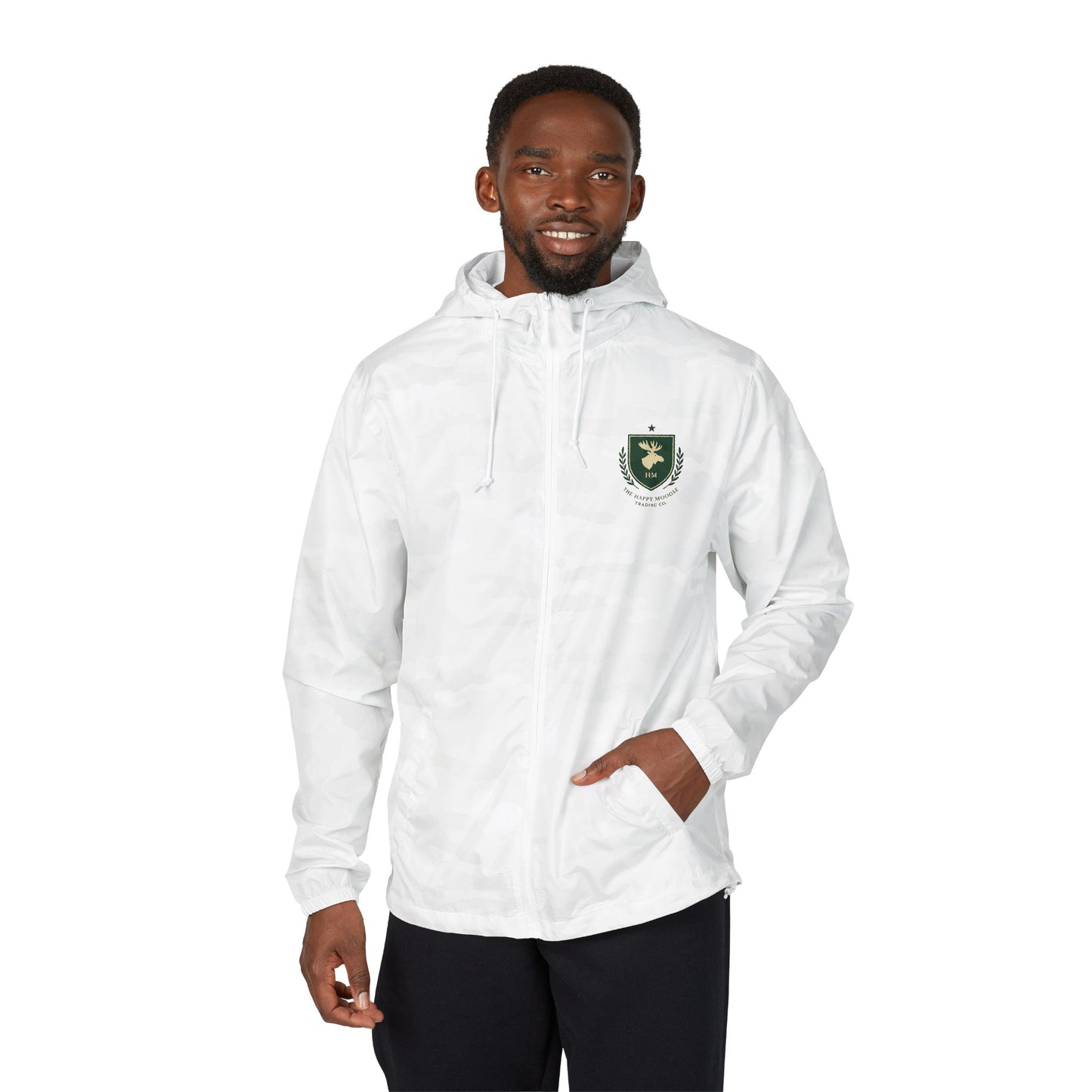 Windbreaker Jacket — Green Crest Emblem Hooded Windbreaker