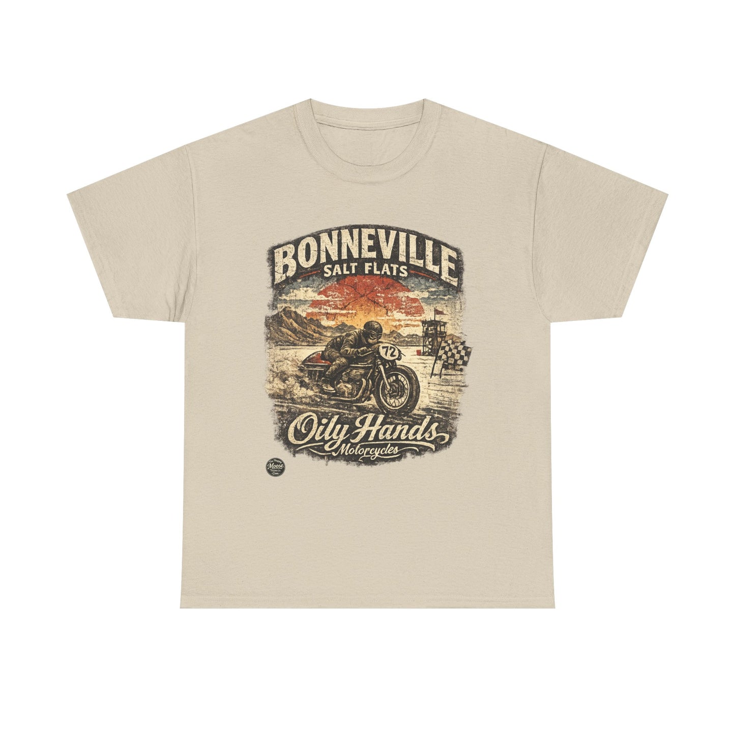 Oily Hands Bonneville Salt Flats Motorcycle Tee — Vintage Racing T-Shirt #006 E