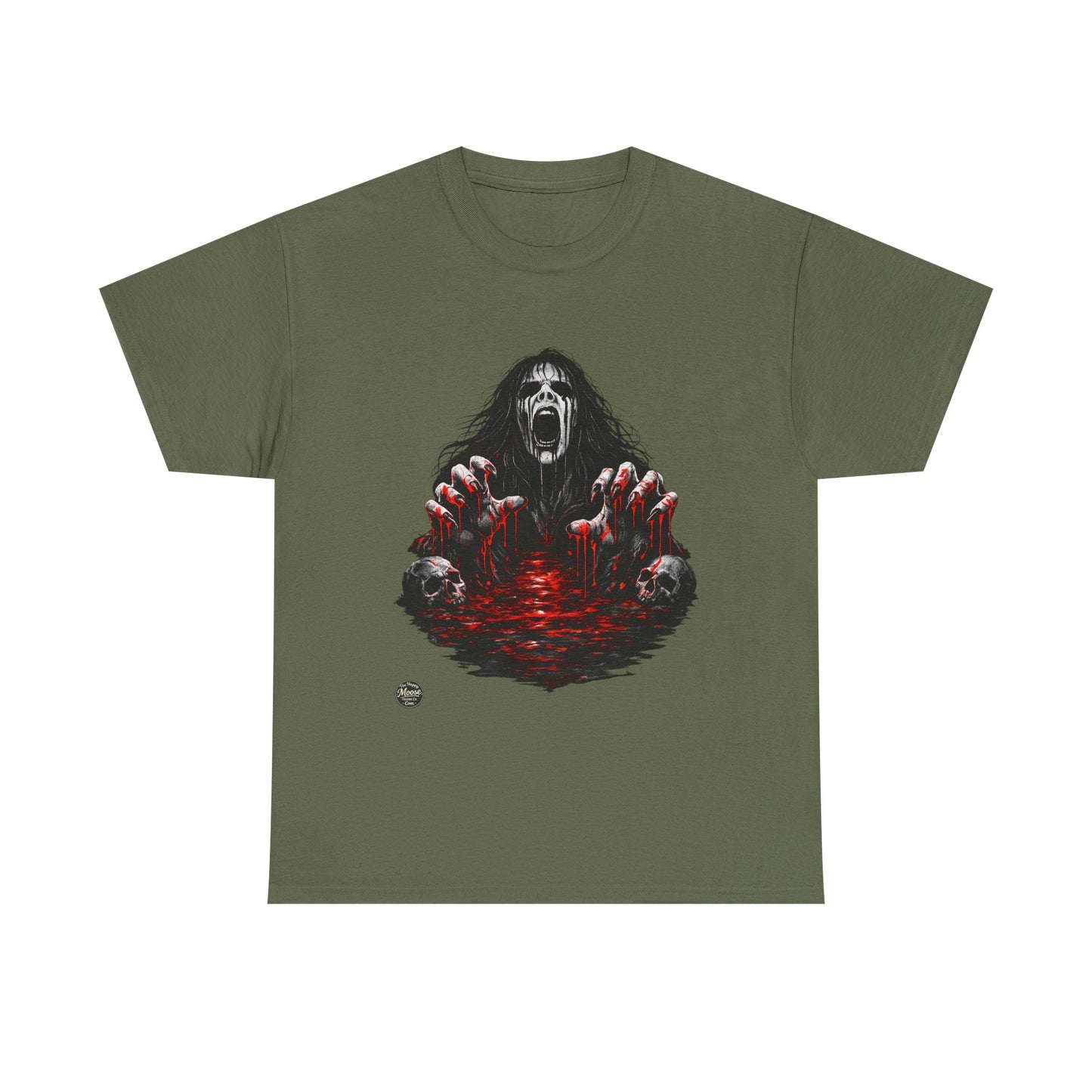 T-Shirt — Horror Scream Design with Red Blood Pool (Gothic Horror Tee)  EZ002