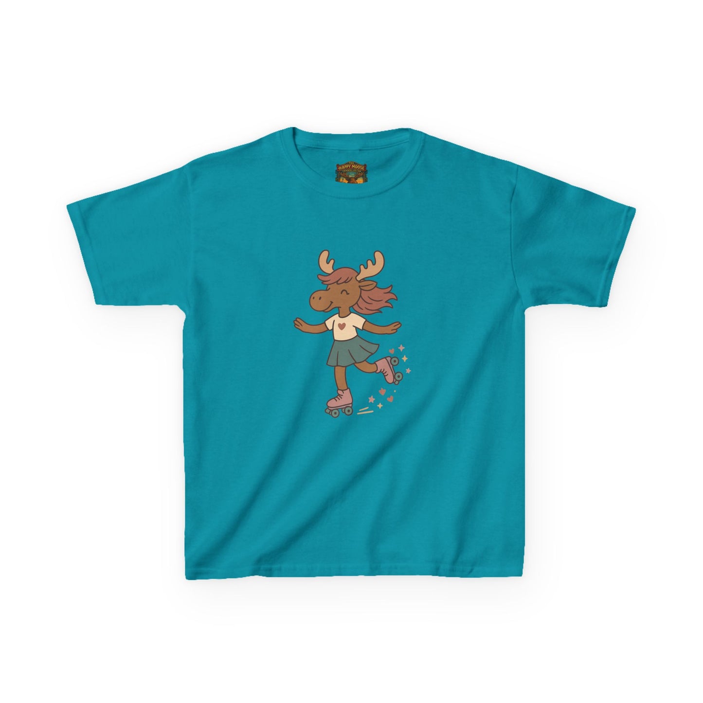 Kids Tee — Cute Roller-Skating Moose Girl Graphic