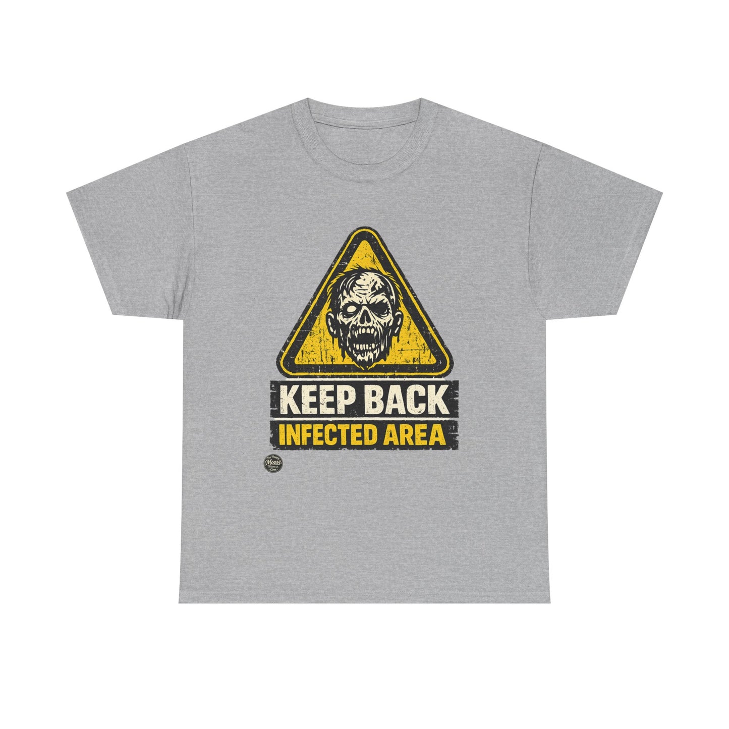 Zombie Warning Tee — "Keep Back Infected Area" Graphic T-Shirt