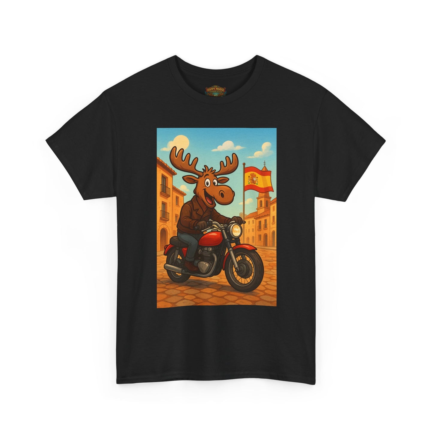 Happy Moose on a Motorcycle T-Shirt | Vintage Biker Animal Tee