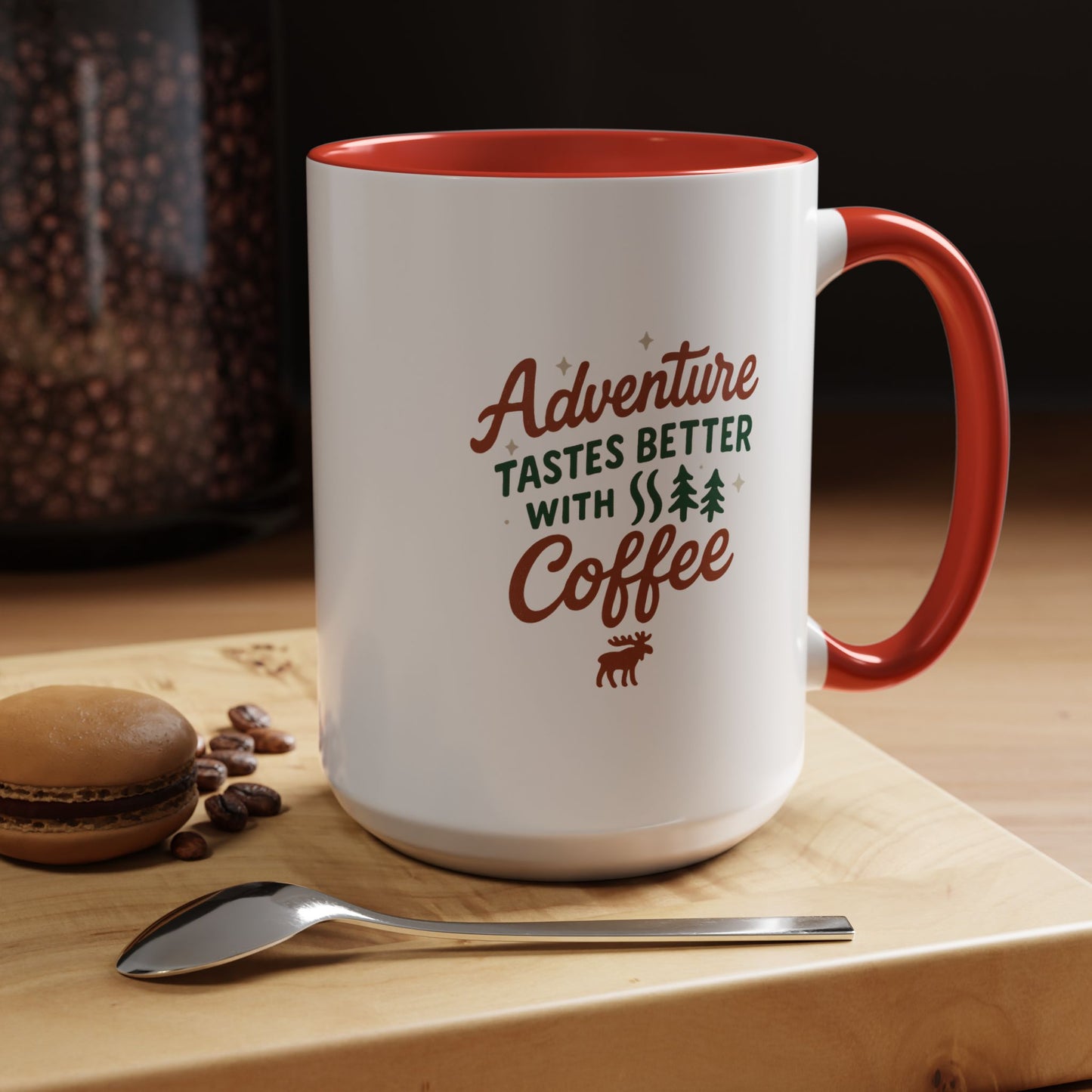 Adventure Tastes Better With Coffee Mug — "Adventure Tastes Better with Coffee" Rustic Outdoor Camper Gift (11/15oz)