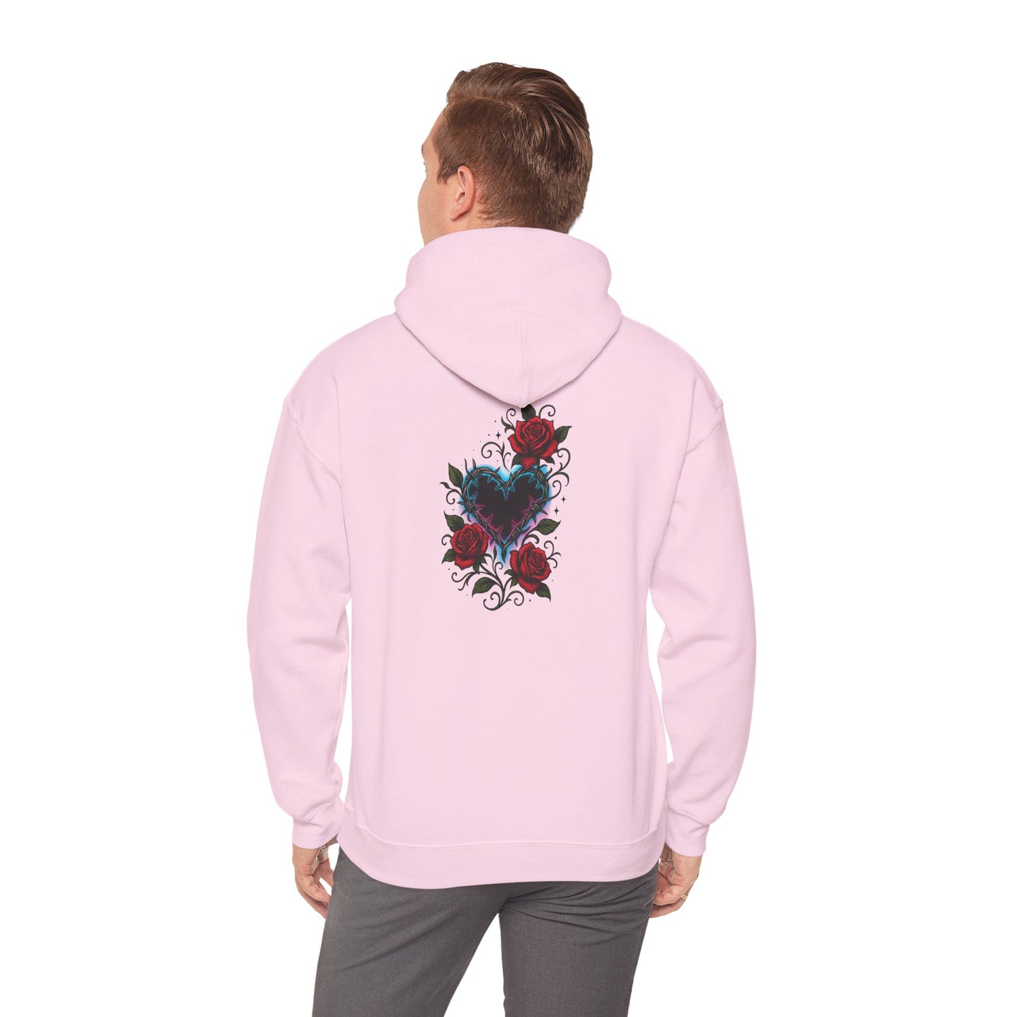 Rose Heart Tattoo Hoodie — Gothic Floral Heart Back Print